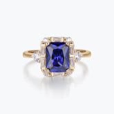 Dissoo® Blue Radiant Cut Halo Cocktail Engagement Ring
