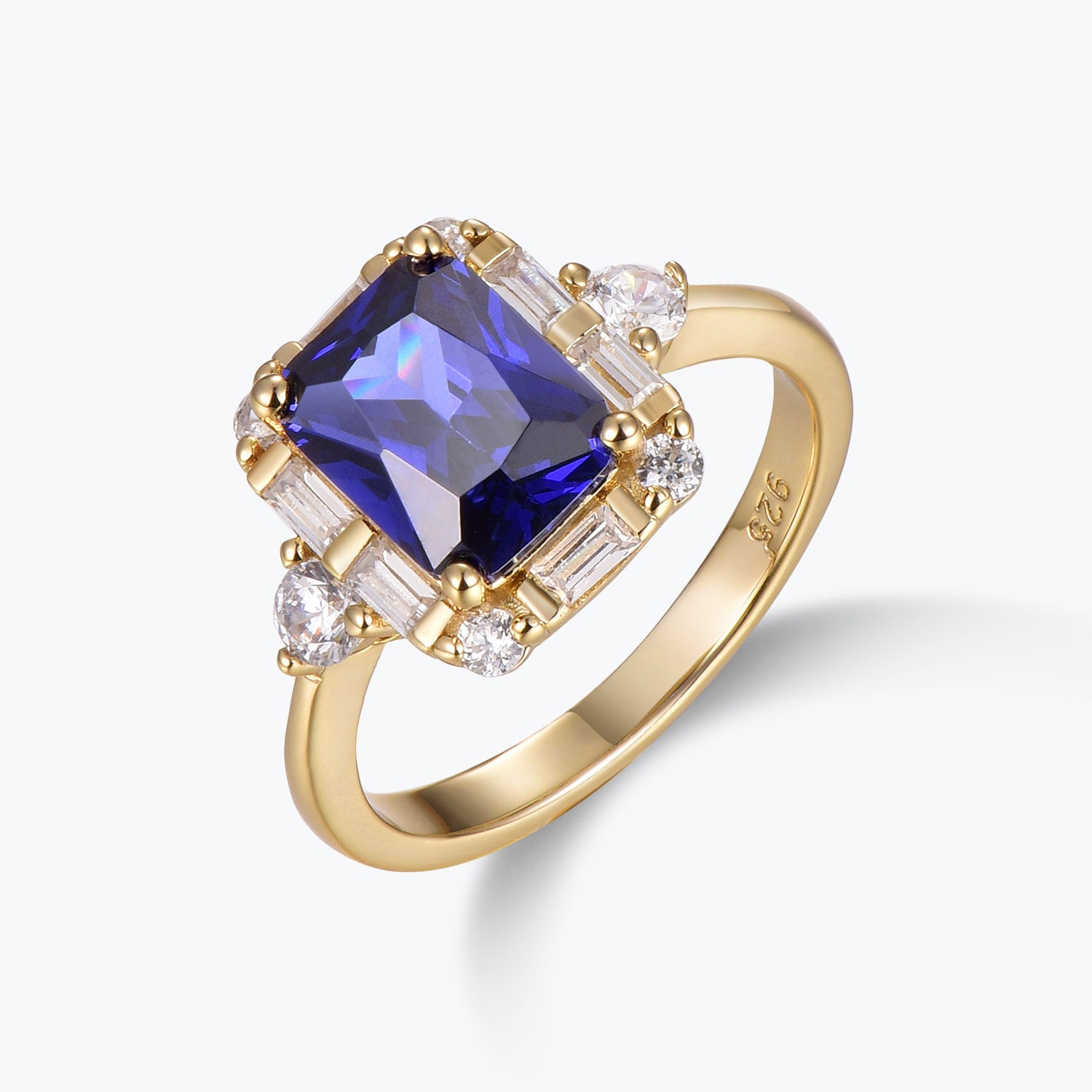 Dissoo® Blue Radiant Cut Halo Cocktail Engagement Ring
