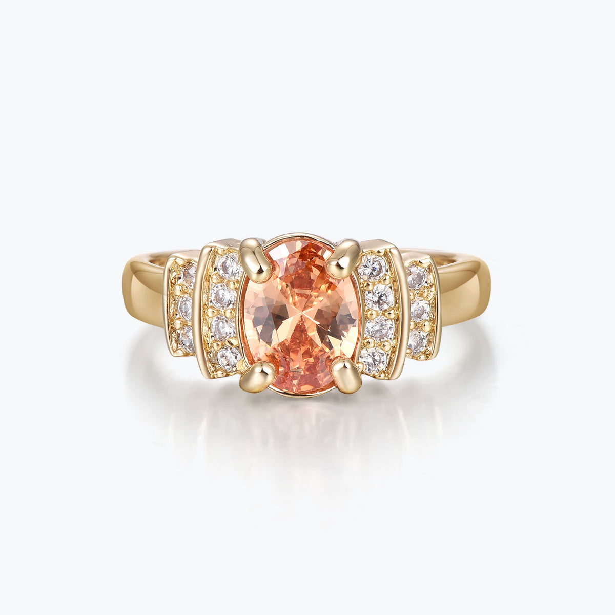 Dissoo® Oval Champagne Sector-Halo Cocktail Ring in 14K Gold Vermeil