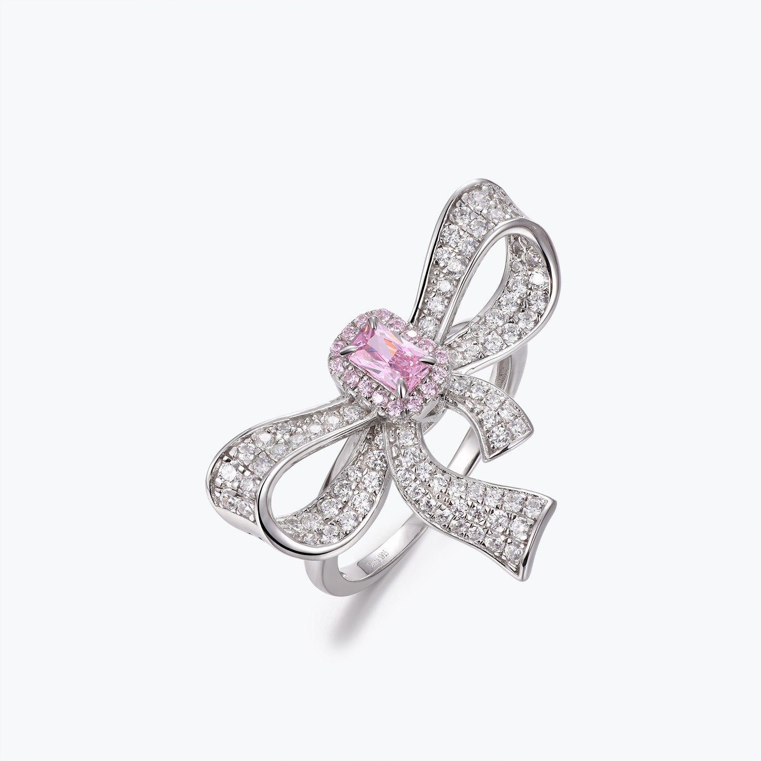 Dissoo® Ruby Radiant Cut Halo Rose Gold Bowknot Cocktail Statement Ring