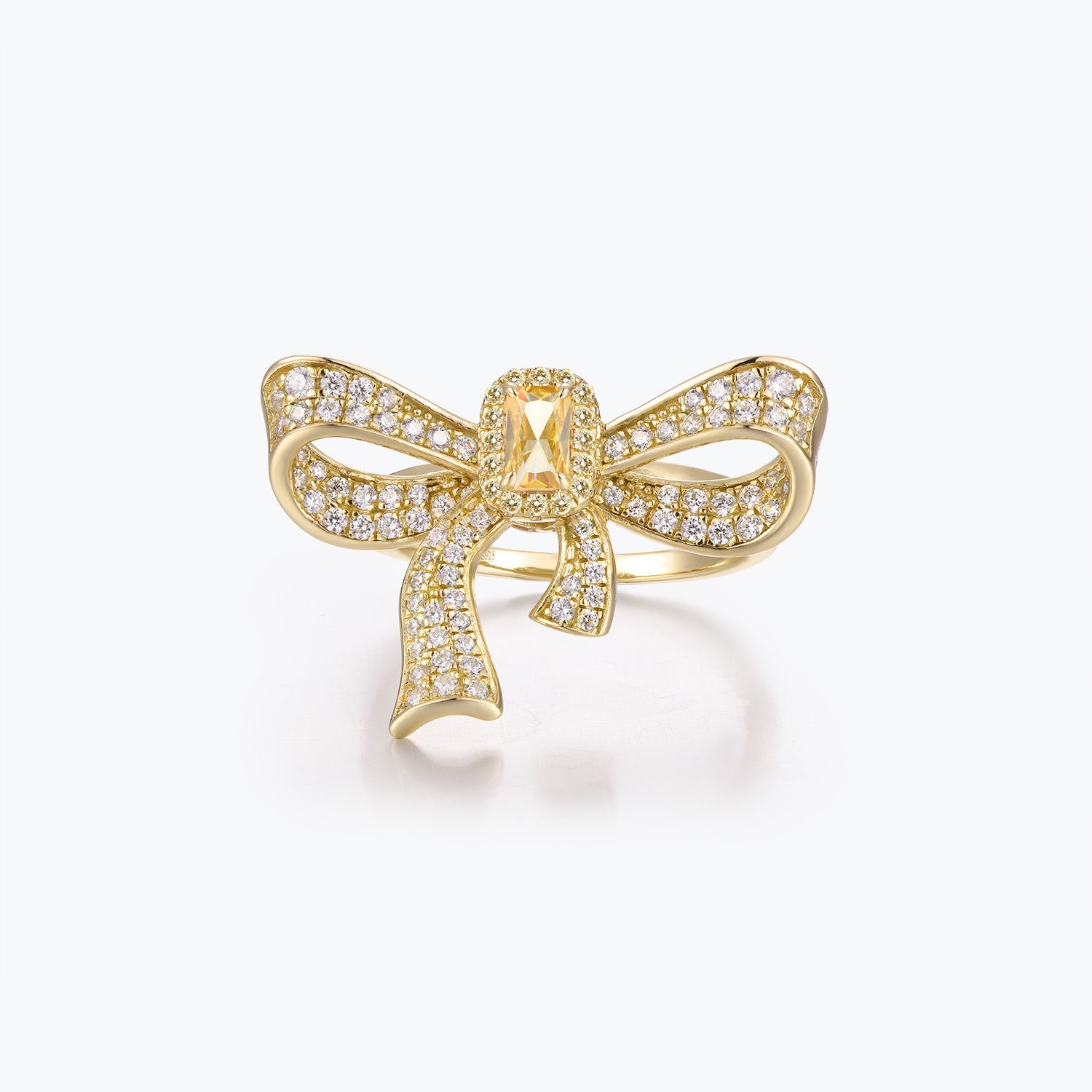 Dissoo® Ruby Radiant Cut Halo Rose Gold Bowknot Cocktail Statement Ring