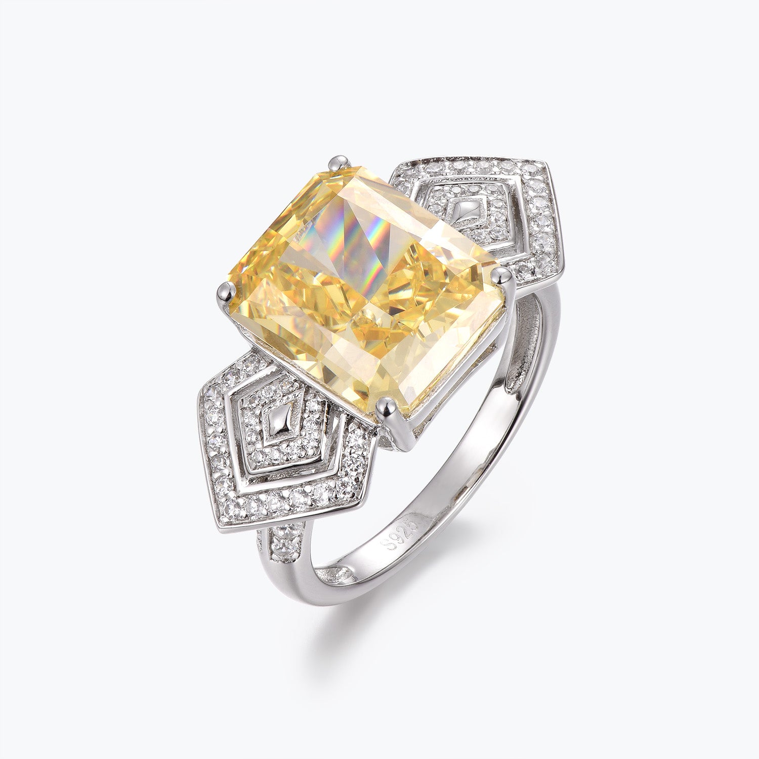 Dissoo® Vintage Yellow Radiant Cocktail Engagement Ring
