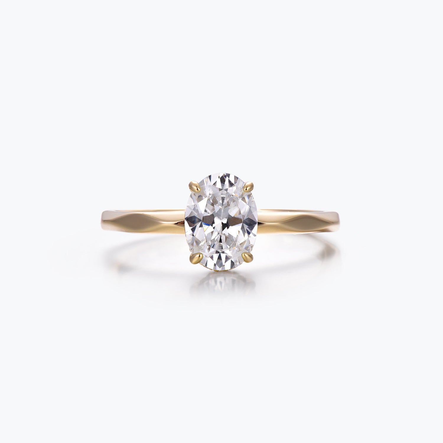 Dissoo® Round Solitaire Multi-faceted Moissanite Engagement Ring in Gold Vermeil
