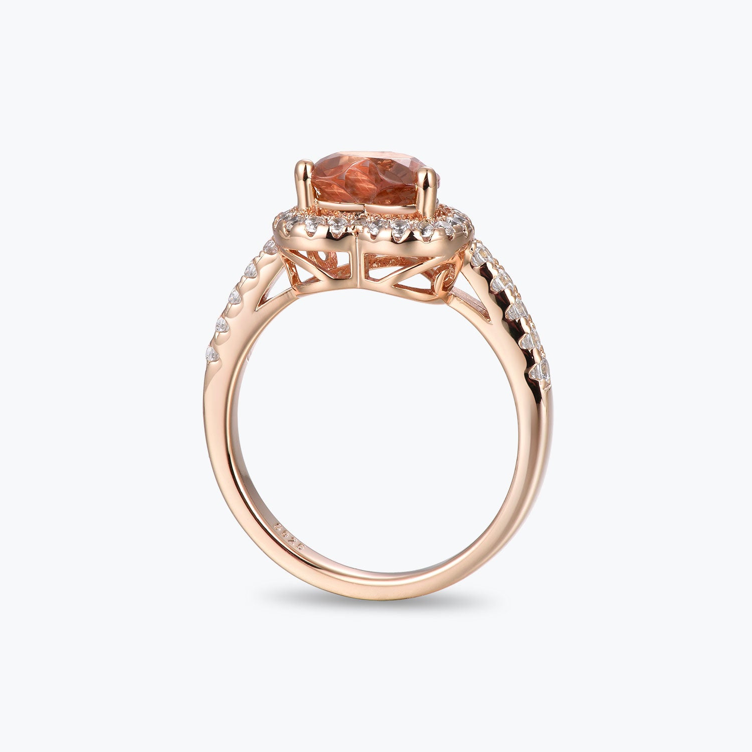 Dissoo® Rose Gold Heart Color-Changing Nanosital Gems Halo Ring