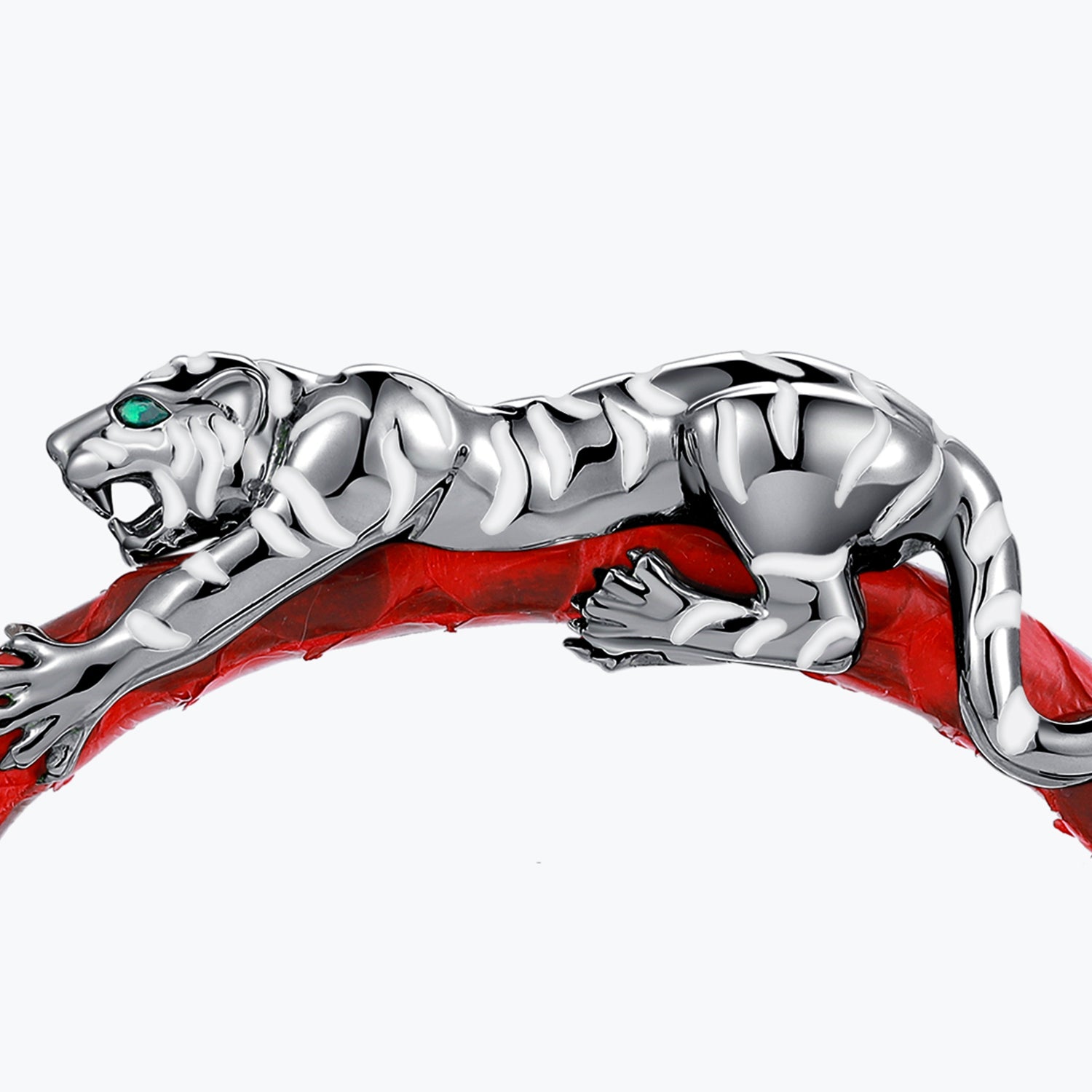 Dissoo® Genuine Leather With Sterling Silver Tiger Bracelet