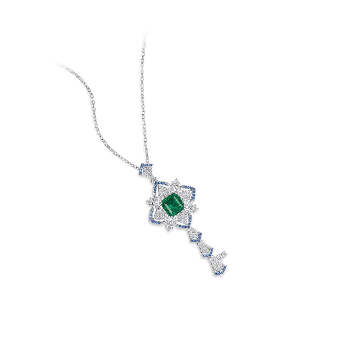 Dissoo® Emerald Sterling Silver Key Pendent Necklace