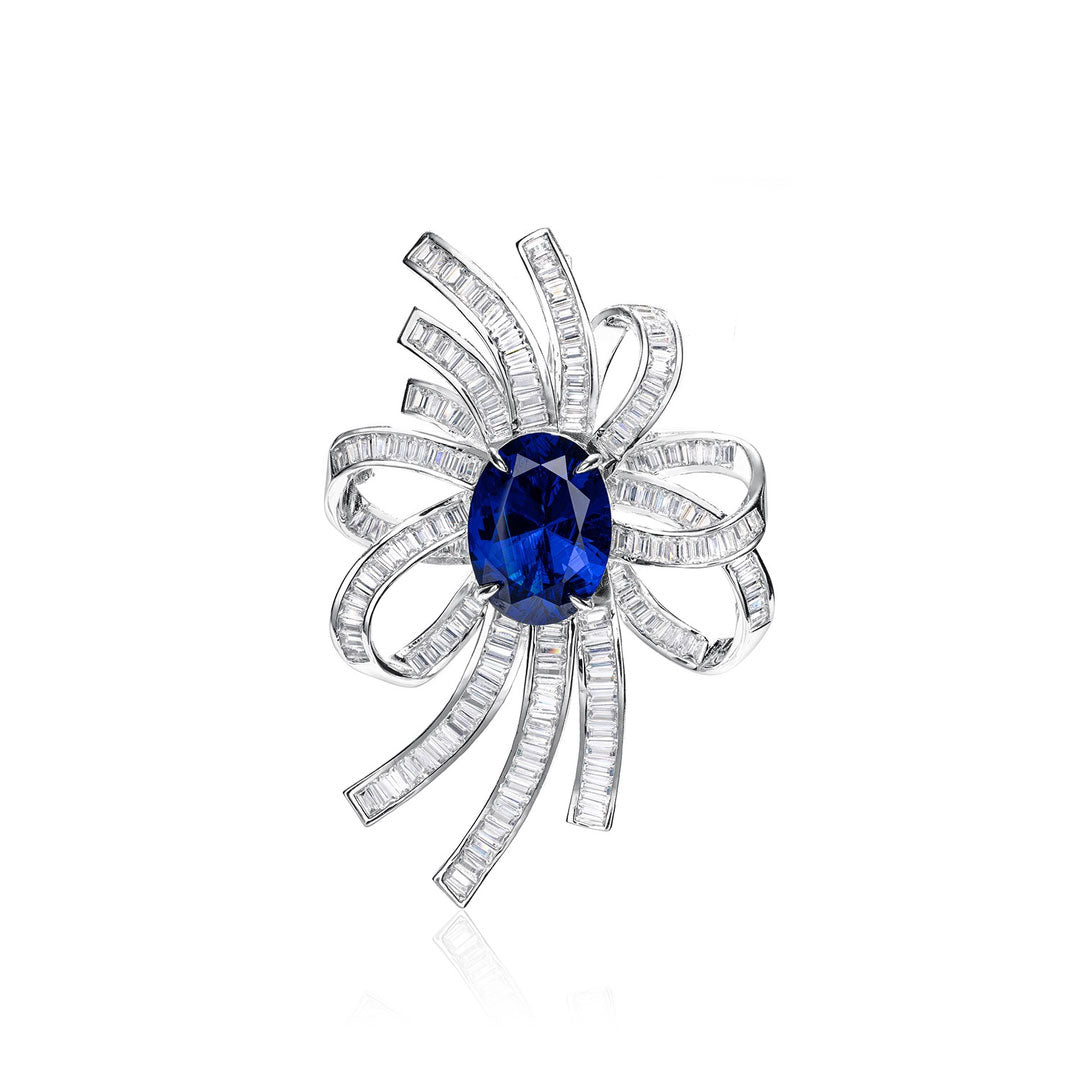 Dissoo® Vintage Luxury Sapphire Blue Ribbons Pendant&Necklace