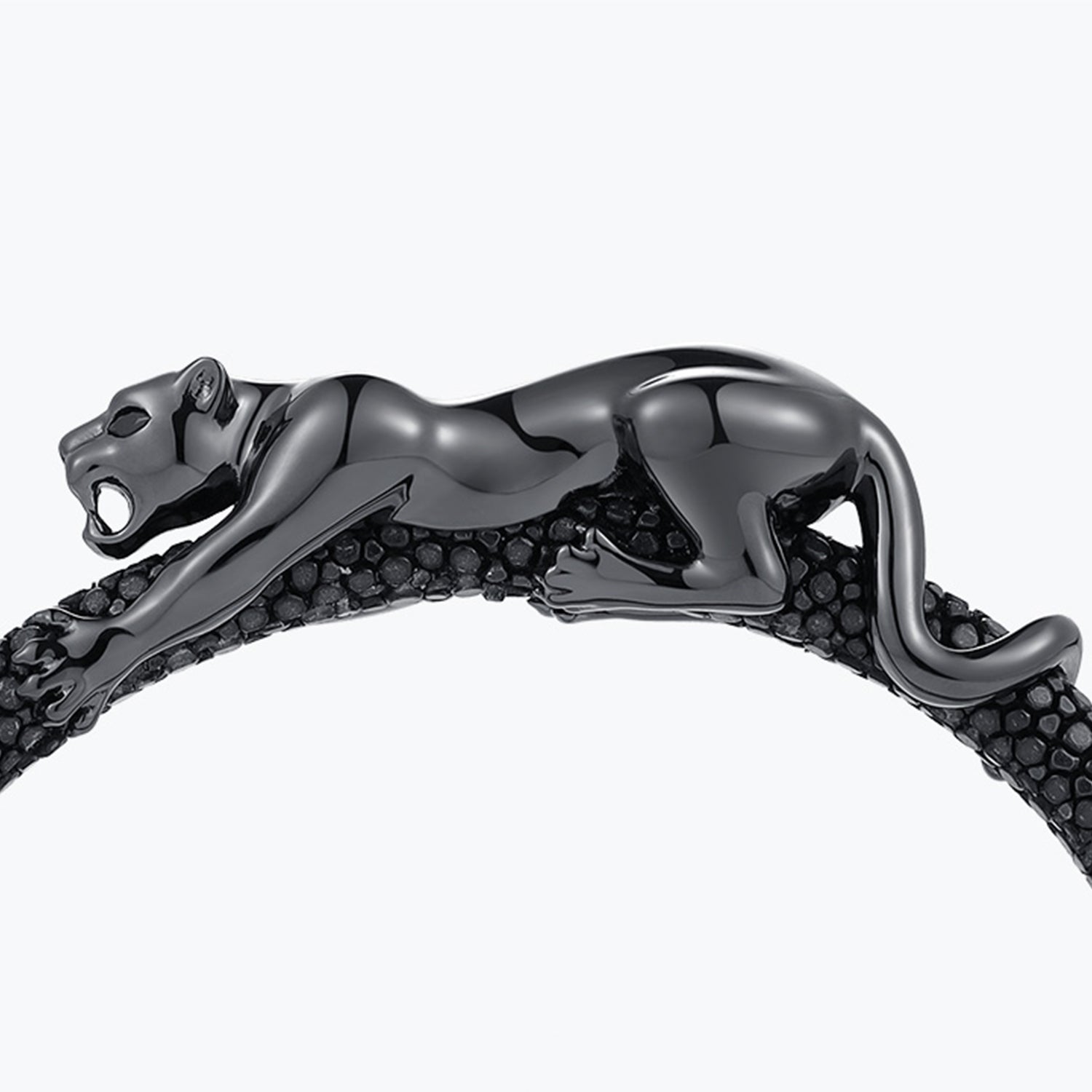 Dissoo® Genuine Leather Sterling Silver Leopard Bracelet