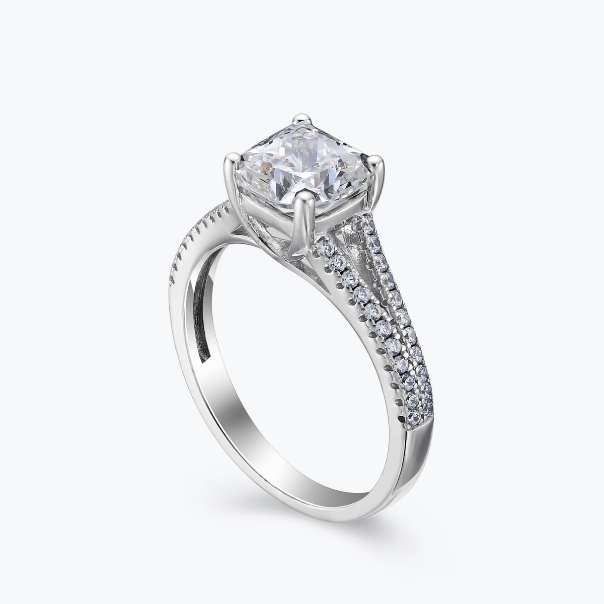 Dissoo® Diamond White Cushion Sterling Silver Ring