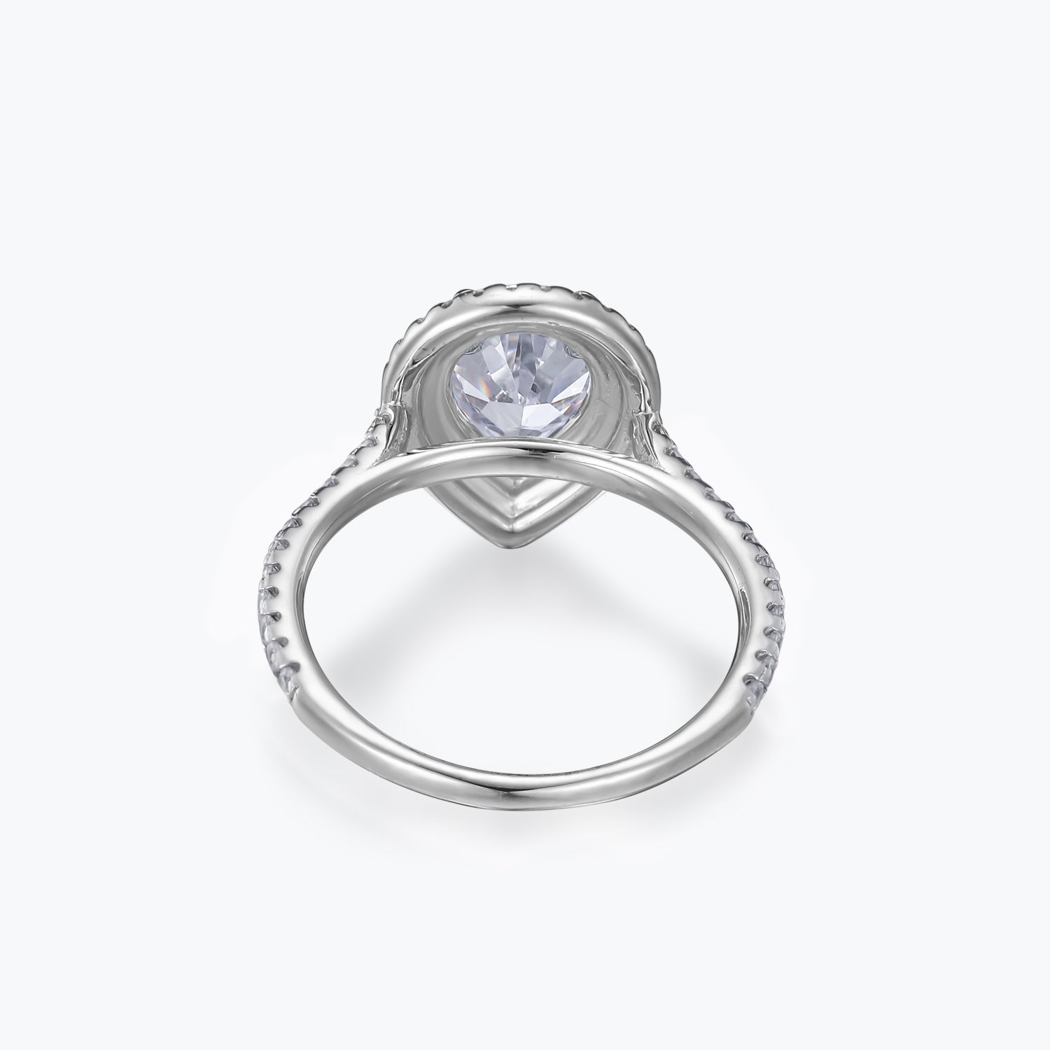 Dissoo® Pear Shaped Halo Sterling Silver Engagement Ring