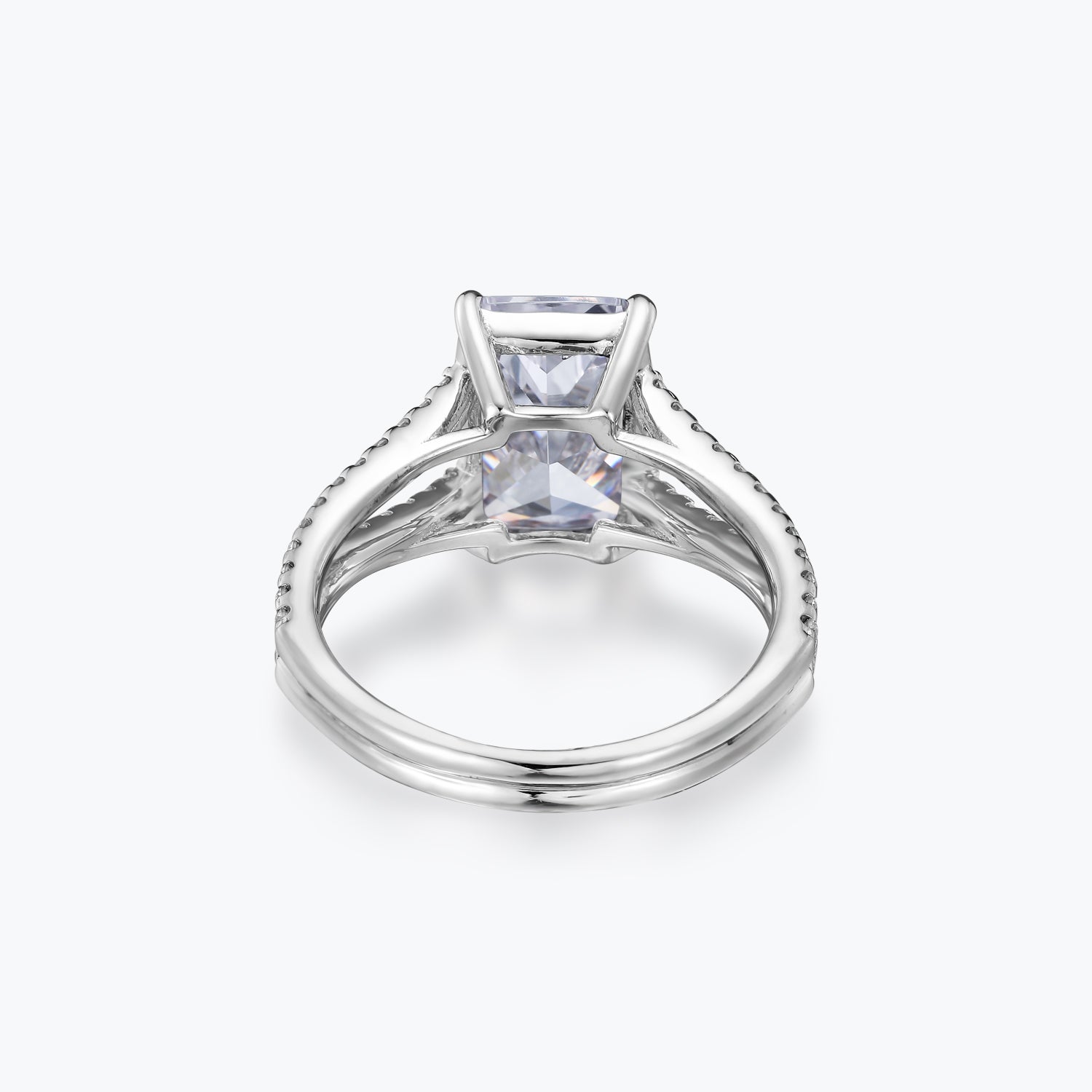 Dissoo® Pave Diamond Split Shank Sterling Silver Engagement Ring