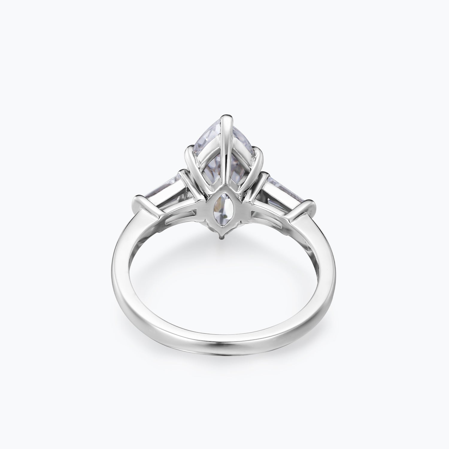 Dissoo® Marquise Cut 3 Stone Sterling Silver Engagement Ring