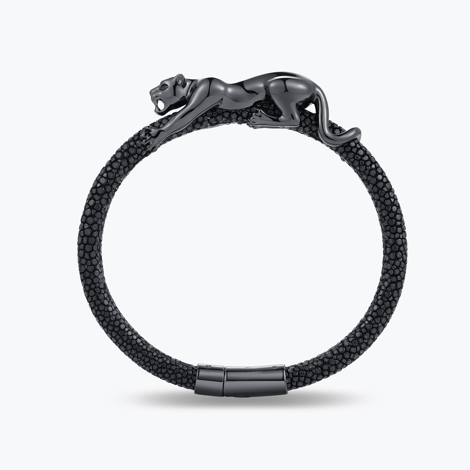Dissoo® Genuine Leather Sterling Silver Leopard Bracelet