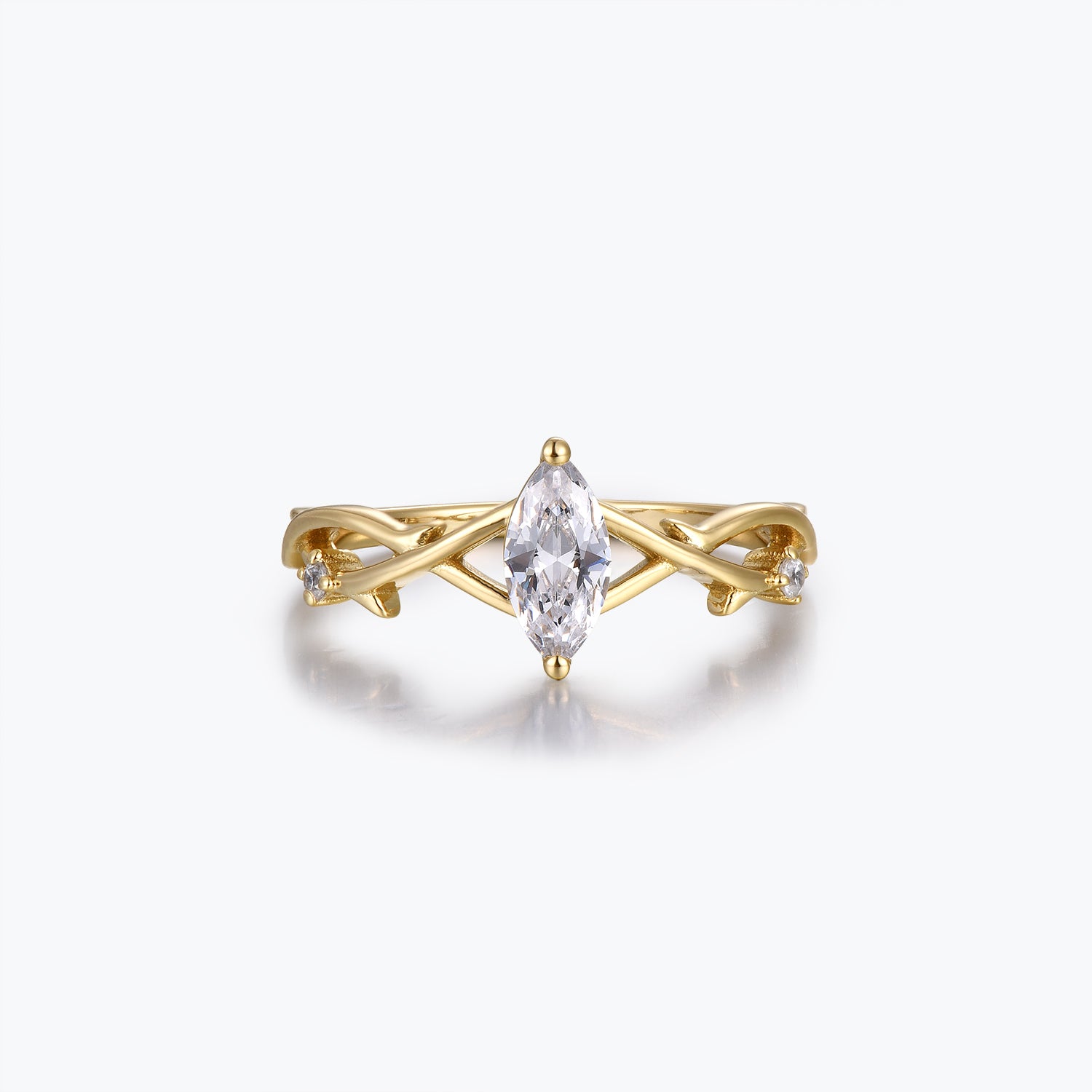 Dissoo® Willow Bridal Set With 0.5 Carat Marquise Cut Moissanite in Gold Vermeil
