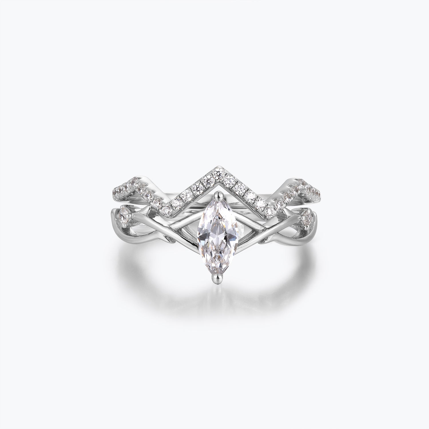 Dissoo® Willow Bridal Set With 0.5 Carat Marquise Cut Moissanite in Gold Vermeil