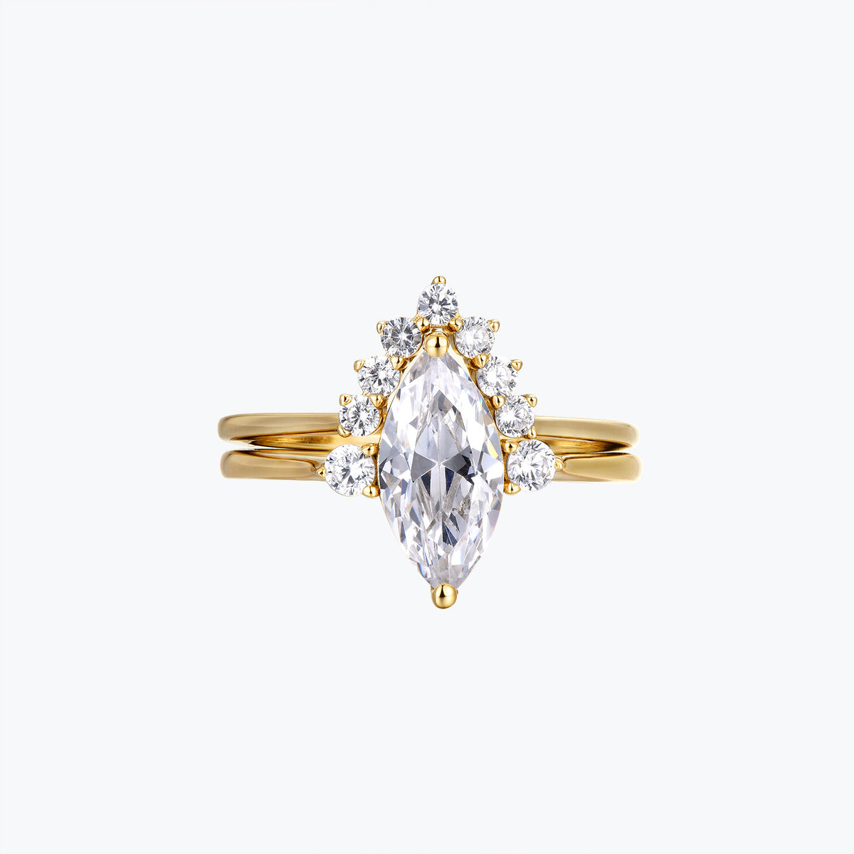 Dissoo® 2.0 CT Marquise Cut Moissanite Engagement Ring Bridal Set in 14K Gold Vermeil