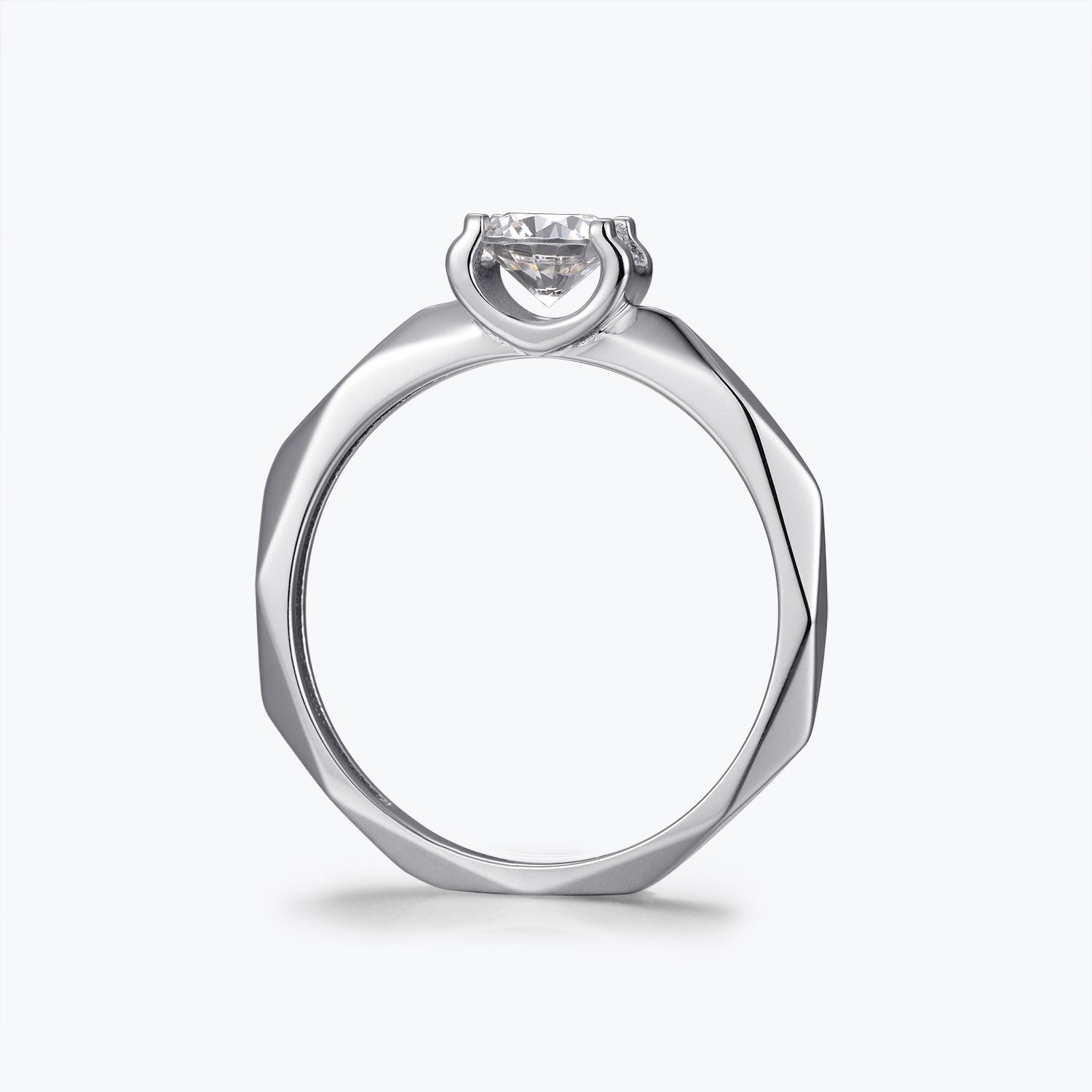 Dissoo® Round Multi-faceted Moissanite Engagement Ring in Gold Vermeil