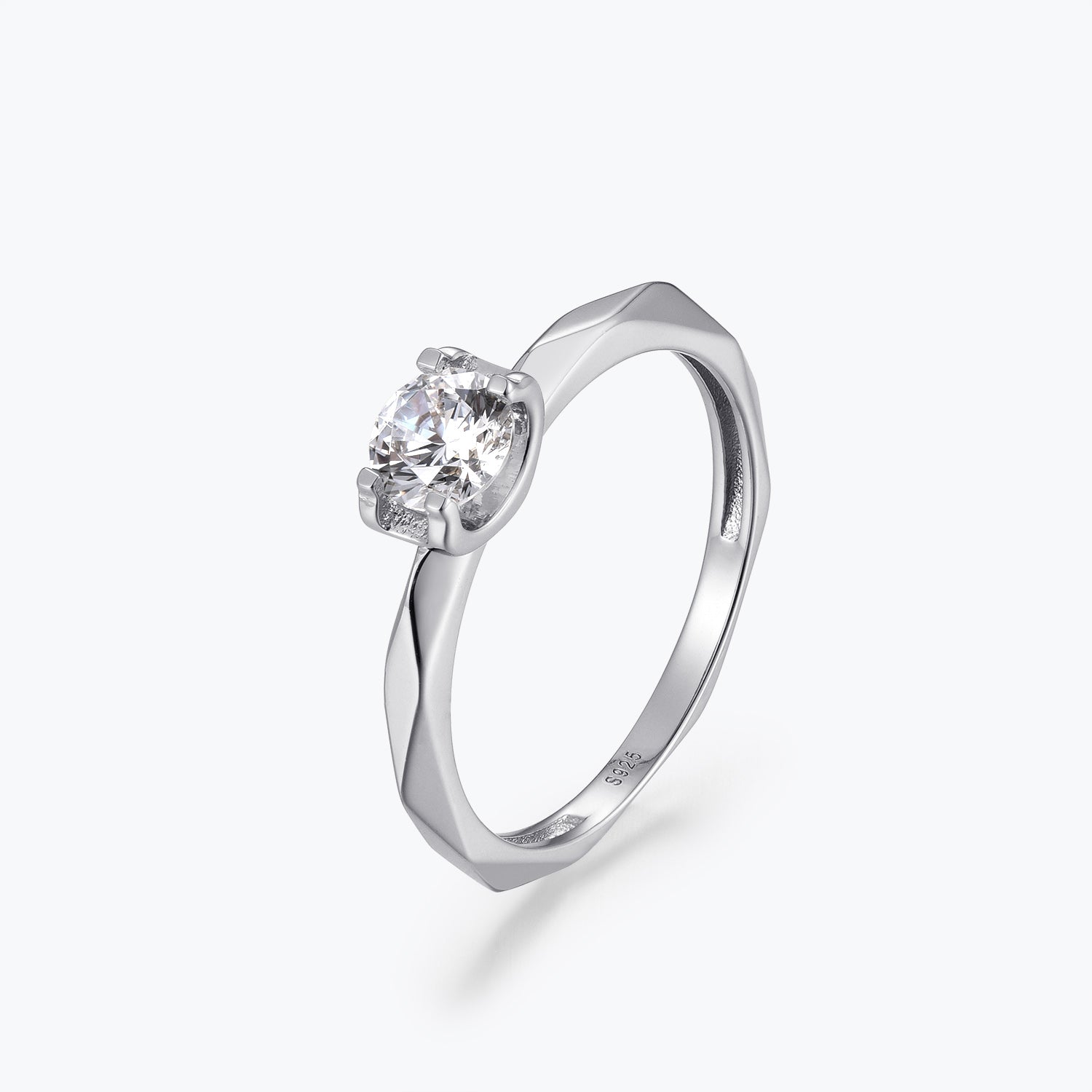 Dissoo® Round Multi-faceted Moissanite Engagement Ring in Gold Vermeil