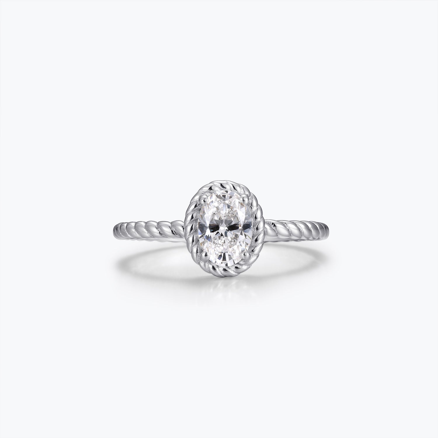 Dissoo® Yellow Gold Oval Cut Twisted Solitaire Bezel Engagement Ring