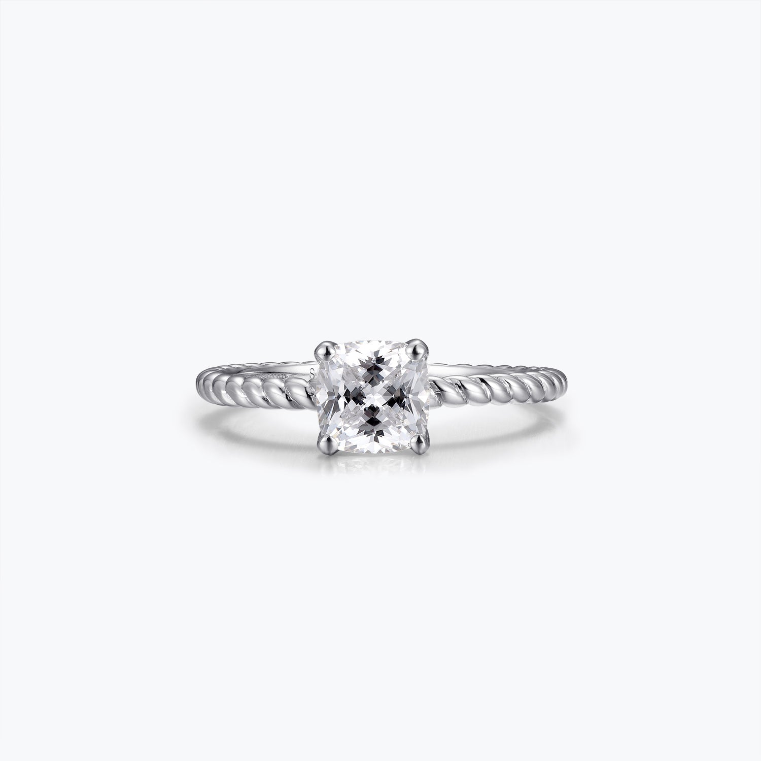 Dissoo® Yellow Gold Cushion Cut Solitaire Twisted Engagement Ring