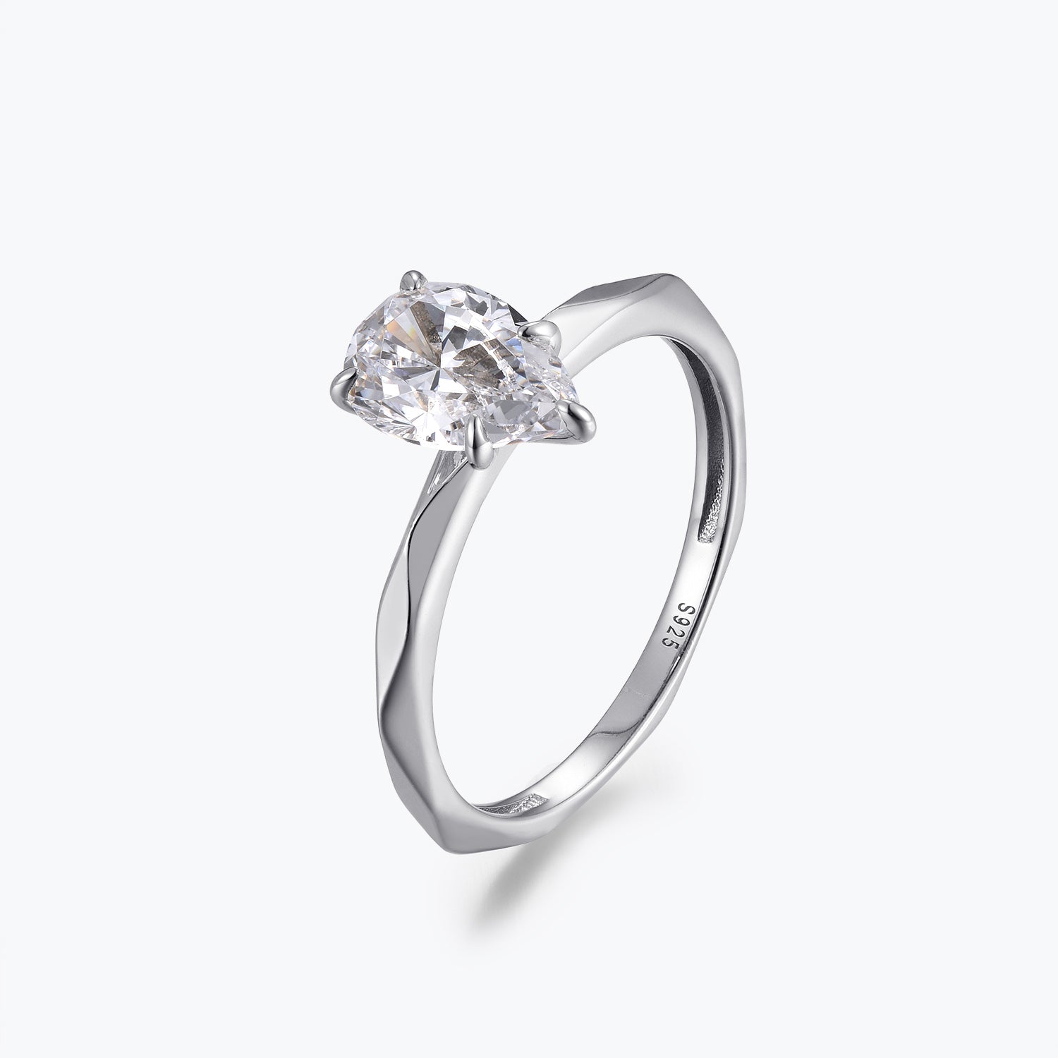 Dissoo® Yellow Gold Pear Multi-faceted Moissanite Engagement Ring