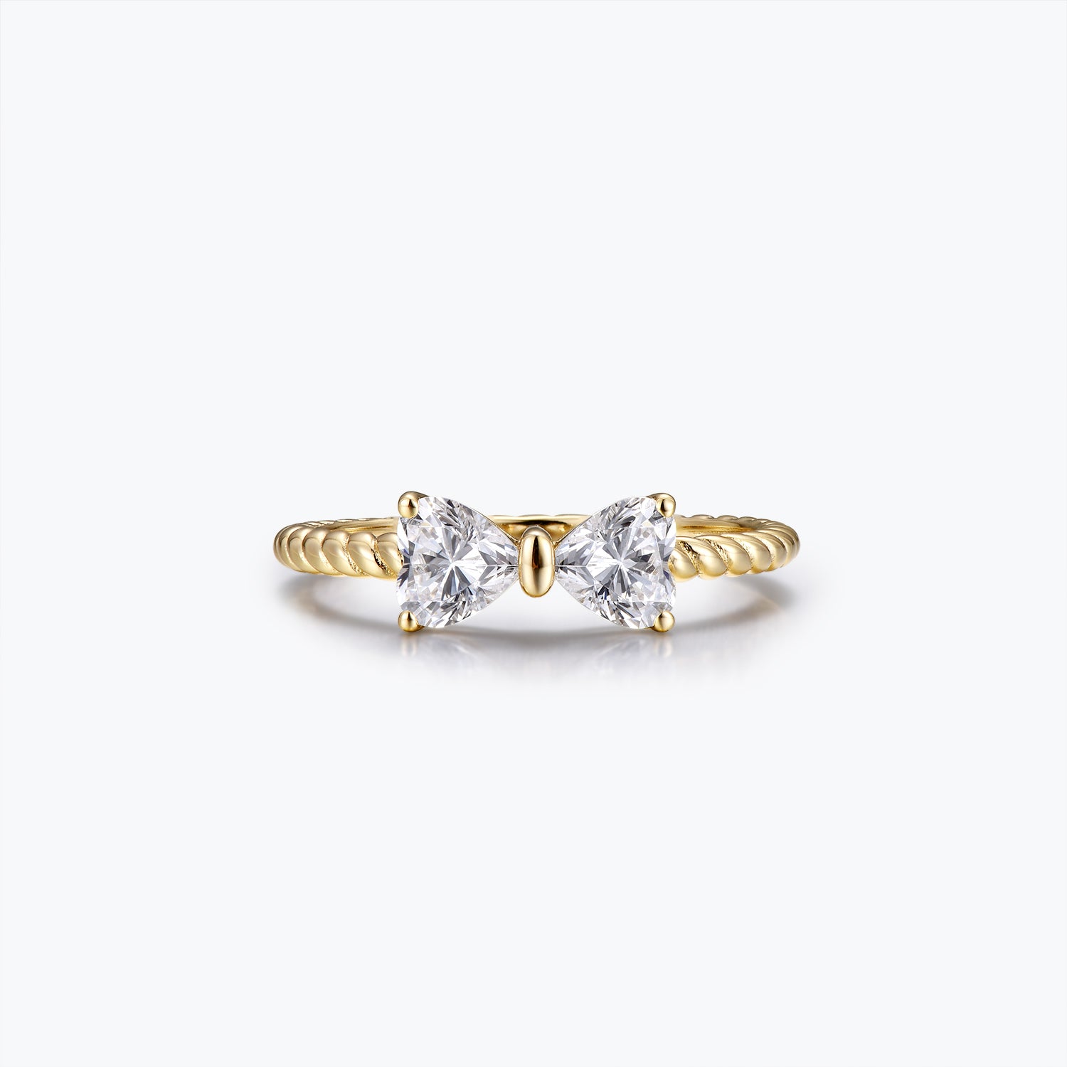 Dissoo® Bowknot Heart Cut Moissanite Engagement Wedding Ring in Gold Vermeil