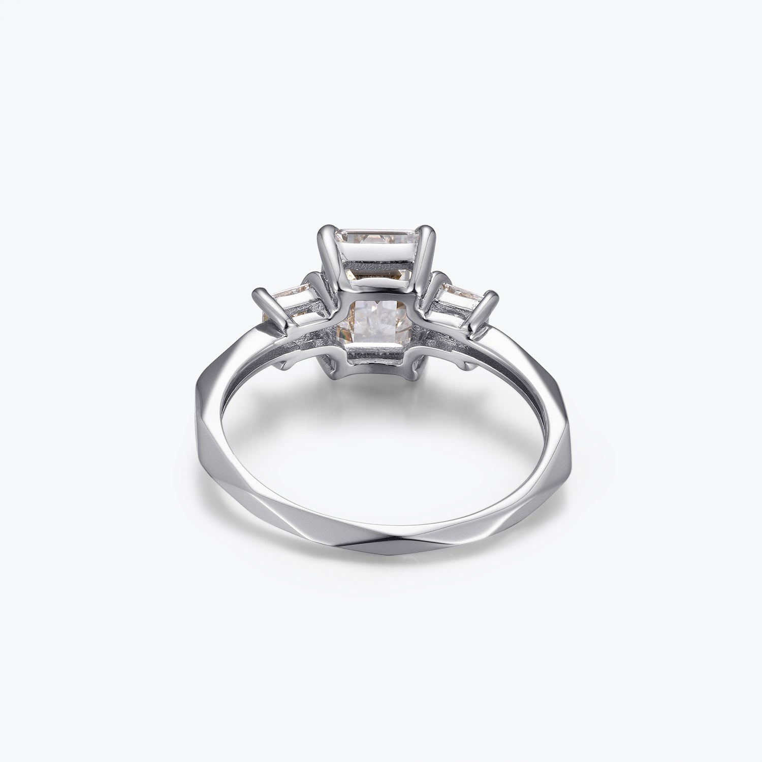 Dissoo® Three-stone Emerald Cut Moissanite Engagement Wedding Ring in Gold Vermeil
