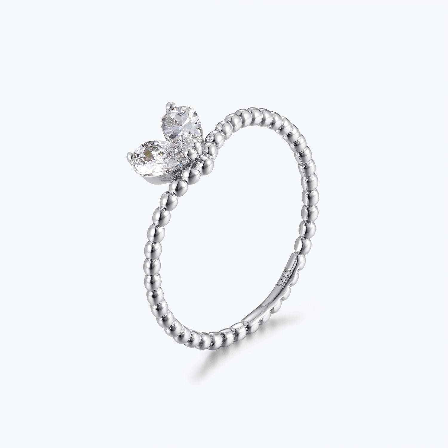 Dissoo® Heart Shaped Chevron Twisted Rope Moissanite Engagement Ring in Gold Vermeil