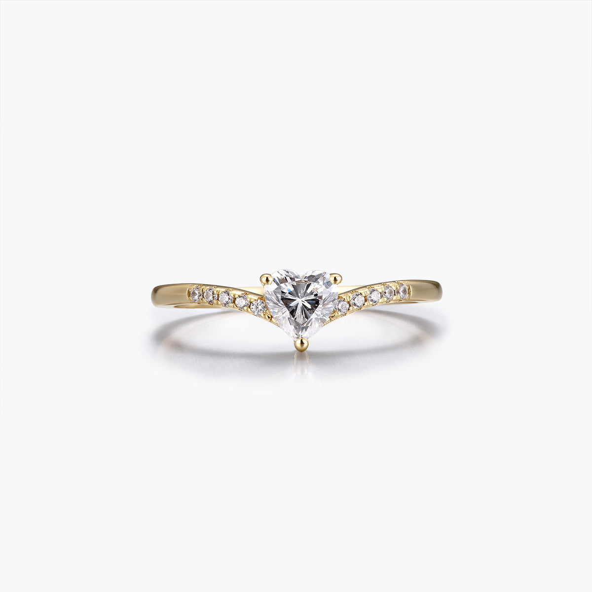 Dissoo® 0.5 ct Heart Cut Moissanite Engagement Ring with Chevron Shank in Gold Vermeil