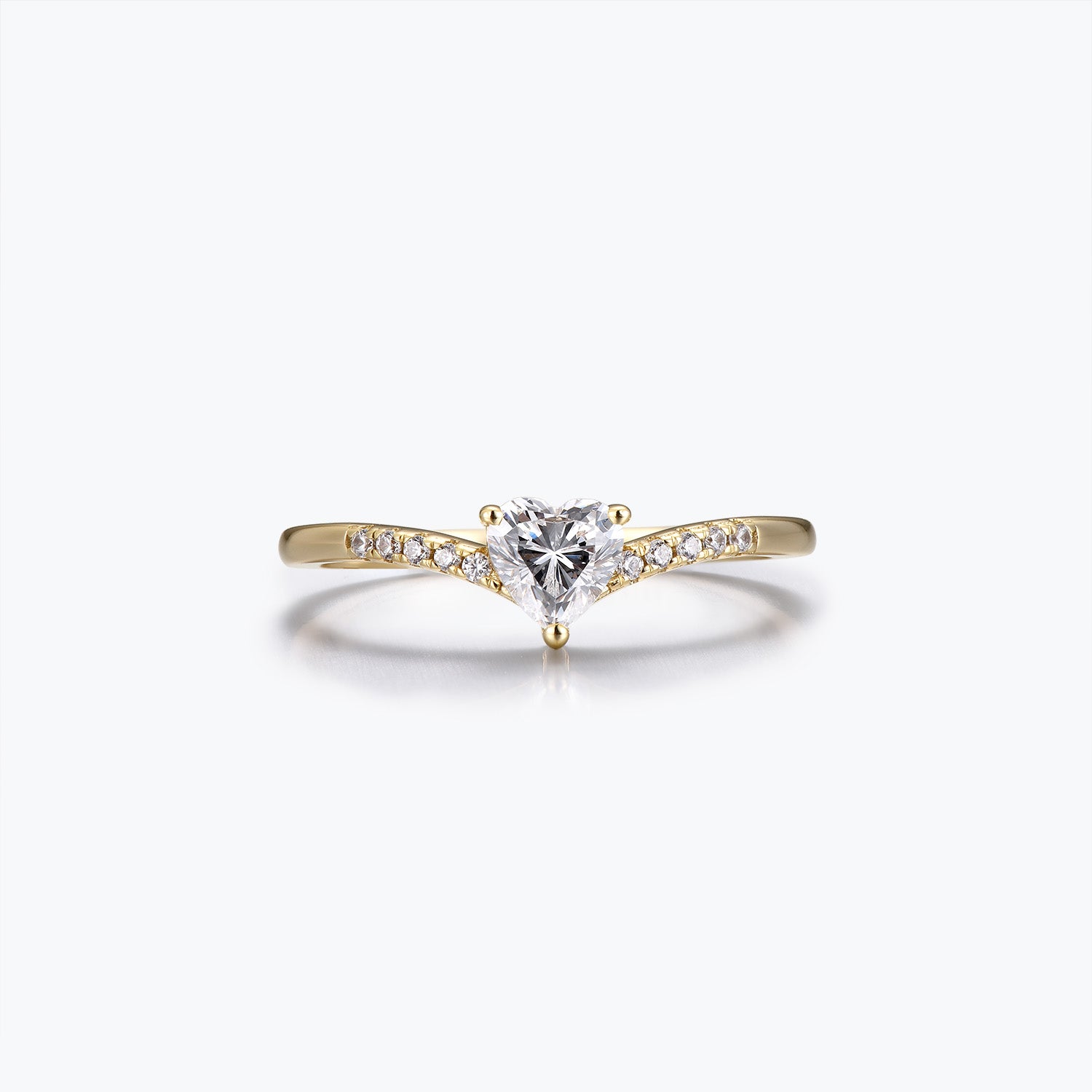 Dissoo® 0.5 ct Heart Cut Moissanite Engagement Ring with Chevron Shank in Gold Vermeil