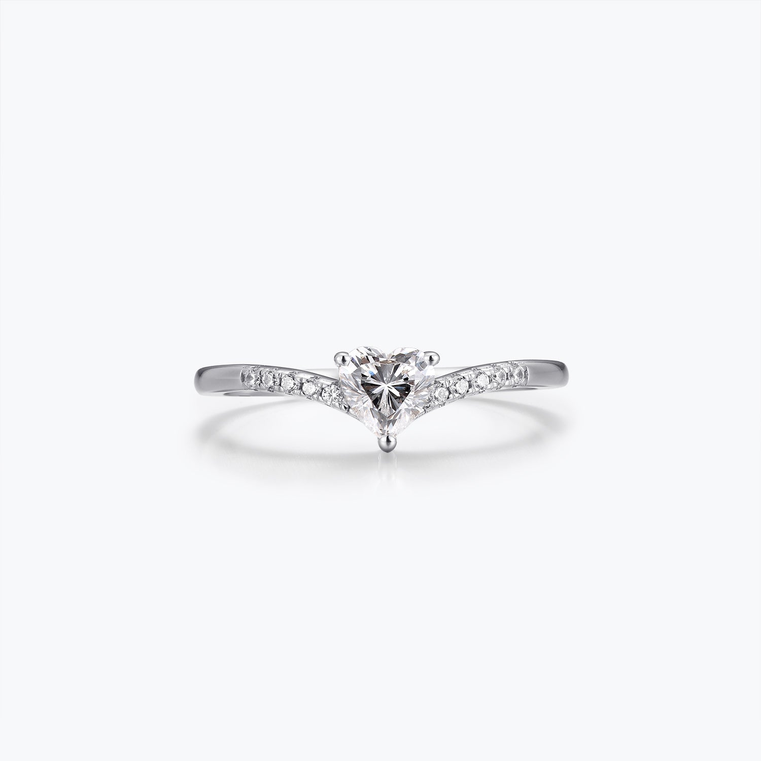 Dissoo® 0.5 ct Heart Cut Moissanite Engagement Ring with Chevron Shank in Gold Vermeil