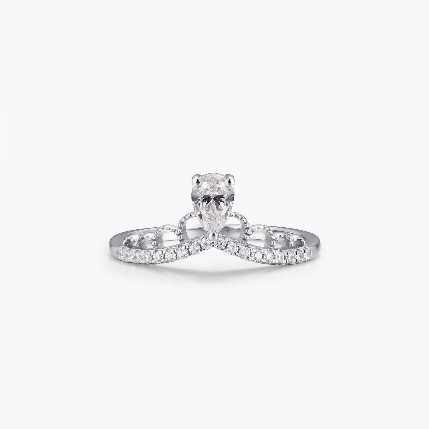 Dissoo® Pear Crown Design Moissanite Engagement Ring in Gold Vermeil