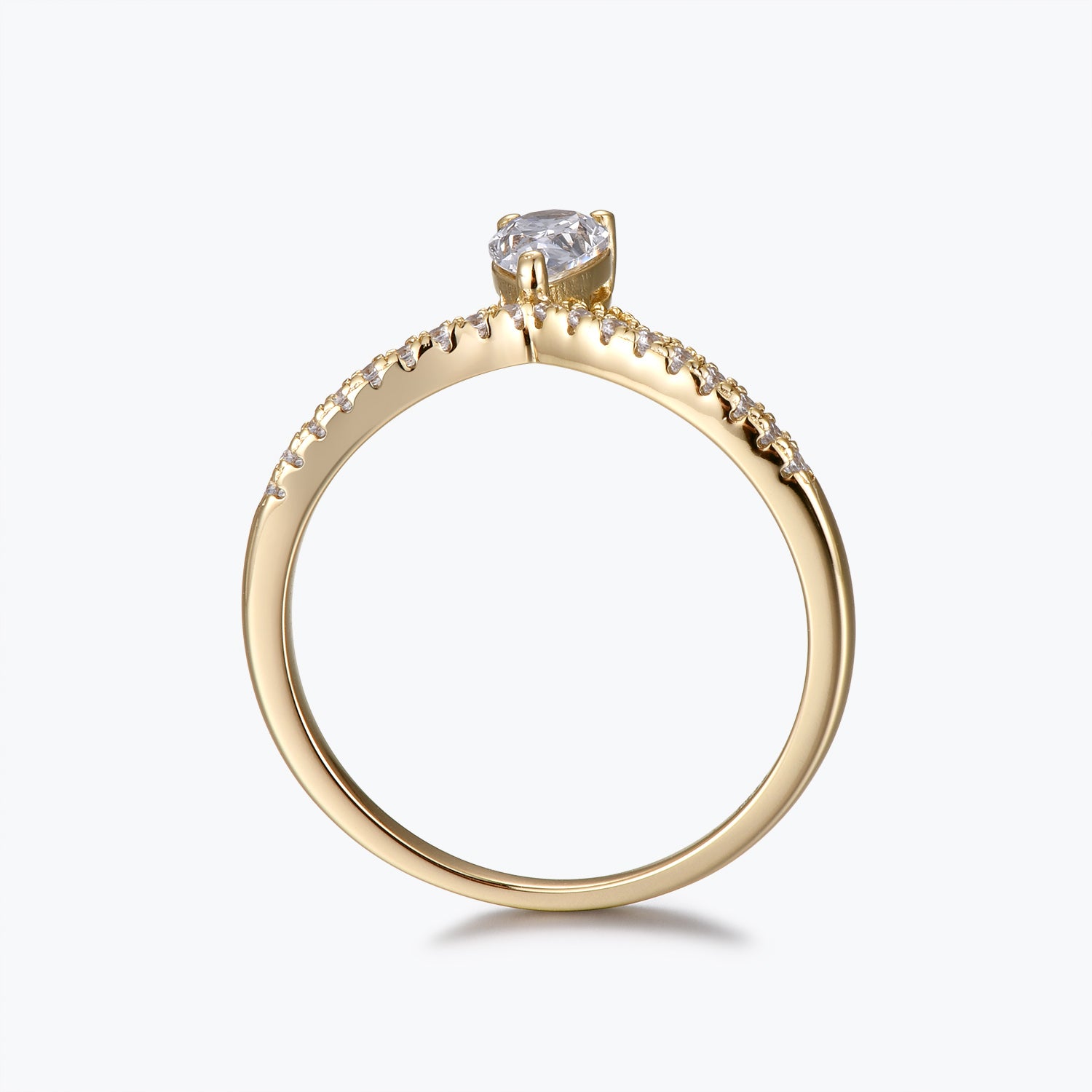 Dissoo® Pear Crown Design Moissanite Engagement Ring in Gold Vermeil