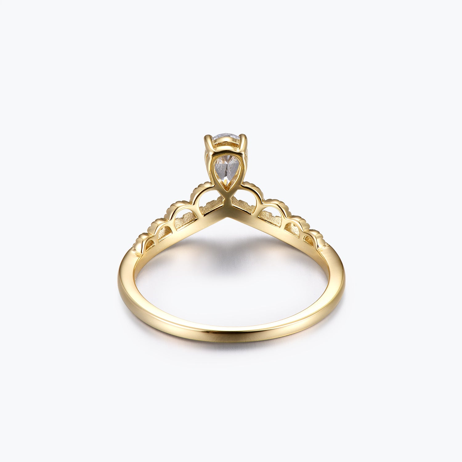 Dissoo® Pear Crown Design Moissanite Engagement Ring in Gold Vermeil