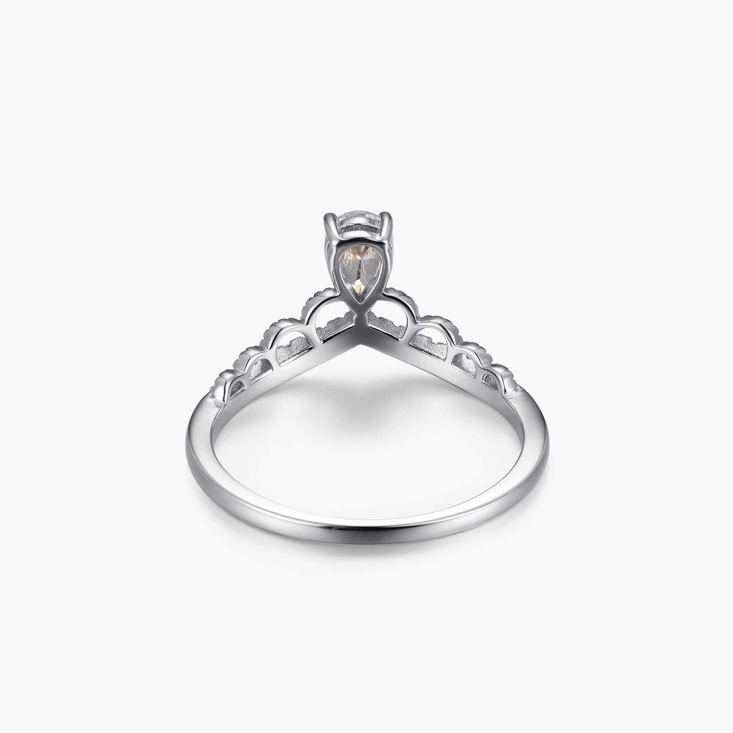Dissoo® Pear Crown Design Moissanite Engagement Ring in Gold Vermeil