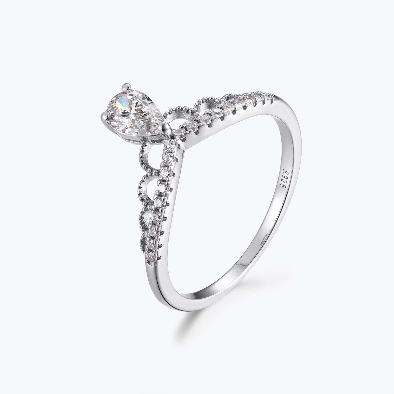 Dissoo® Pear Crown Design Moissanite Engagement Ring in Gold Vermeil