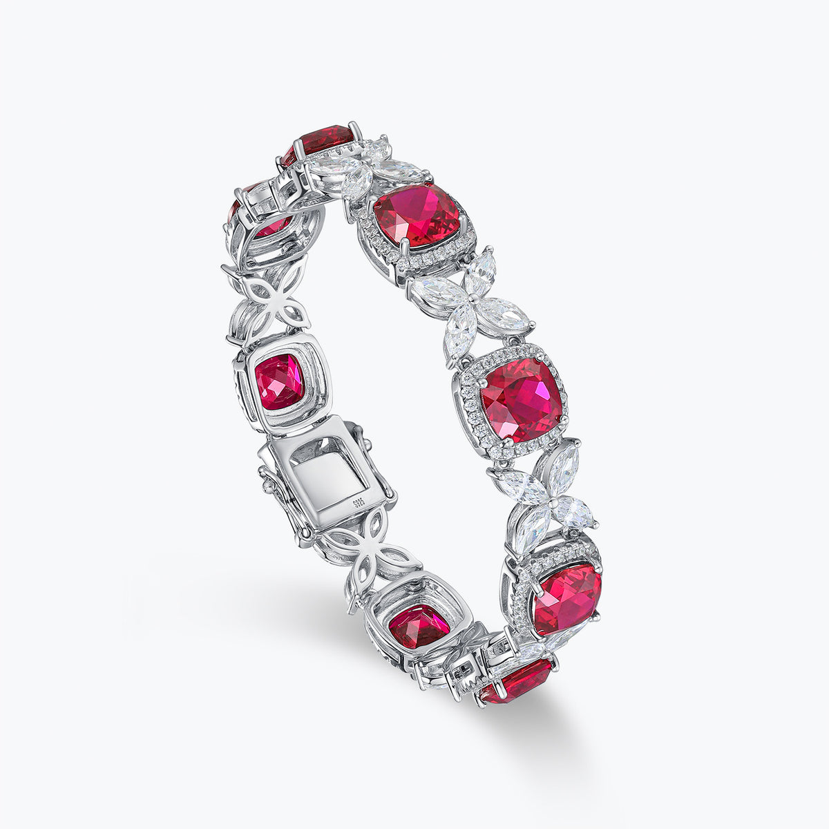 Dissoo® Red Floral Sterling Silver Bracelet