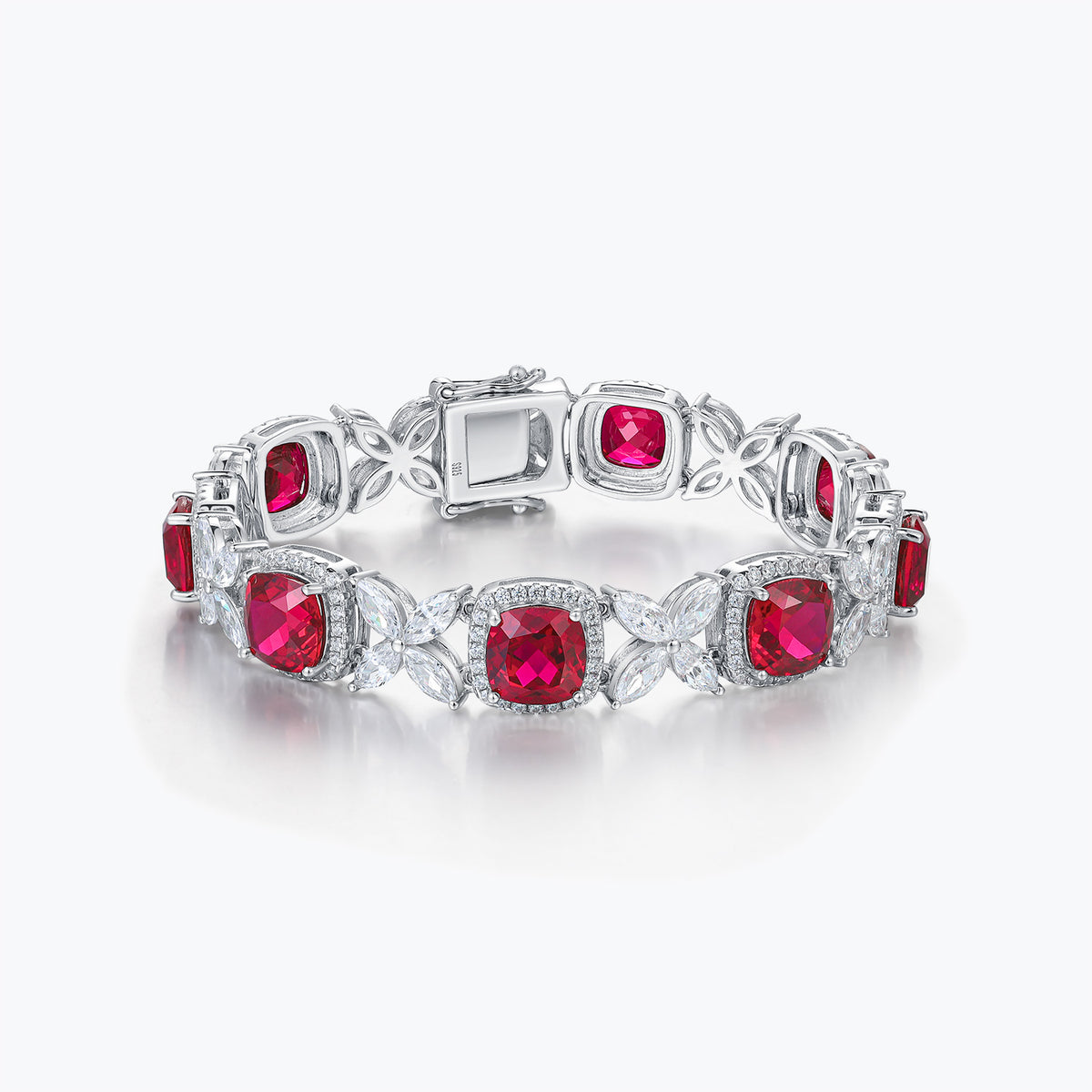 Dissoo® Red Floral Sterling Silver Bracelet