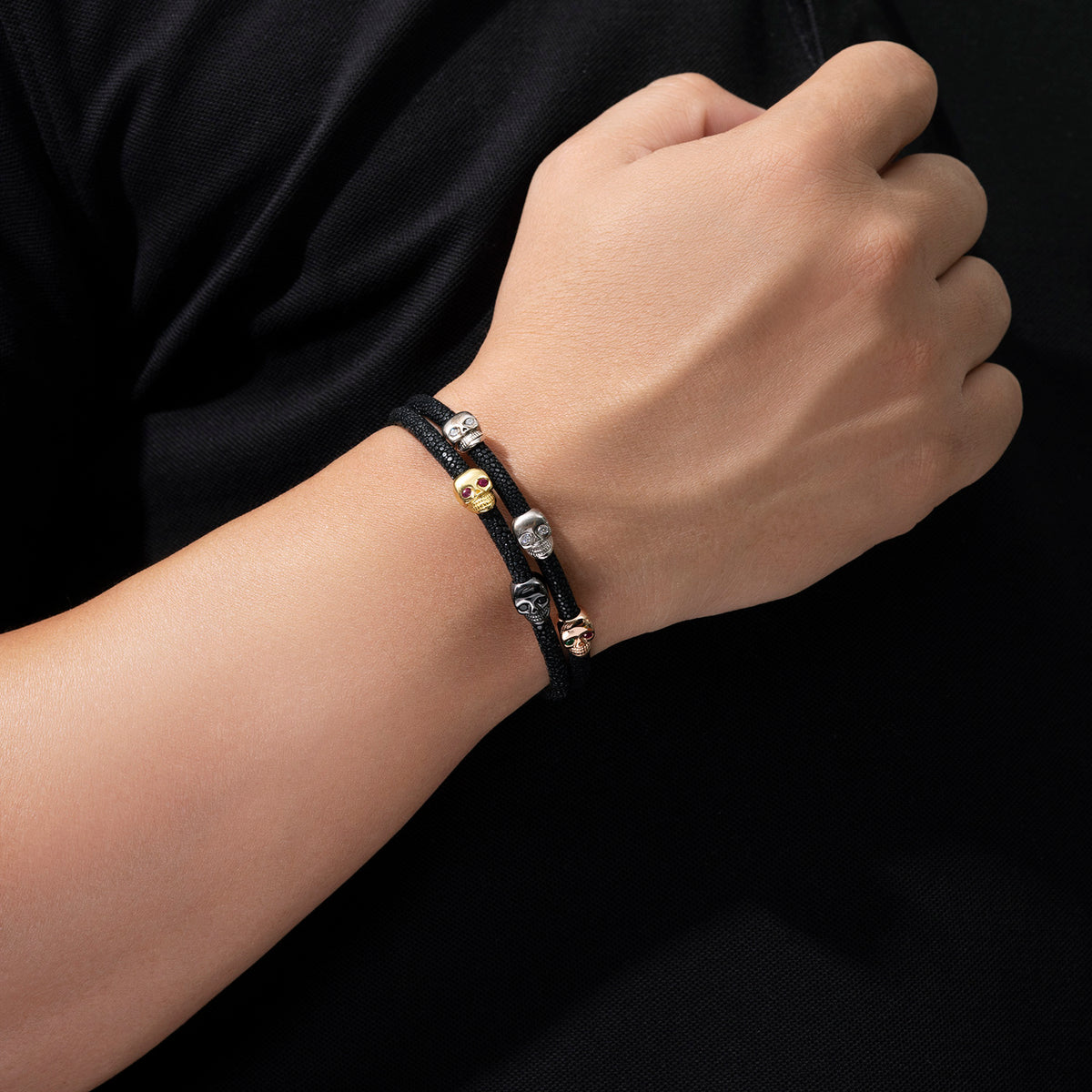 Dissoo® Luxury Genuine Python Leather Bracelet with Skulls