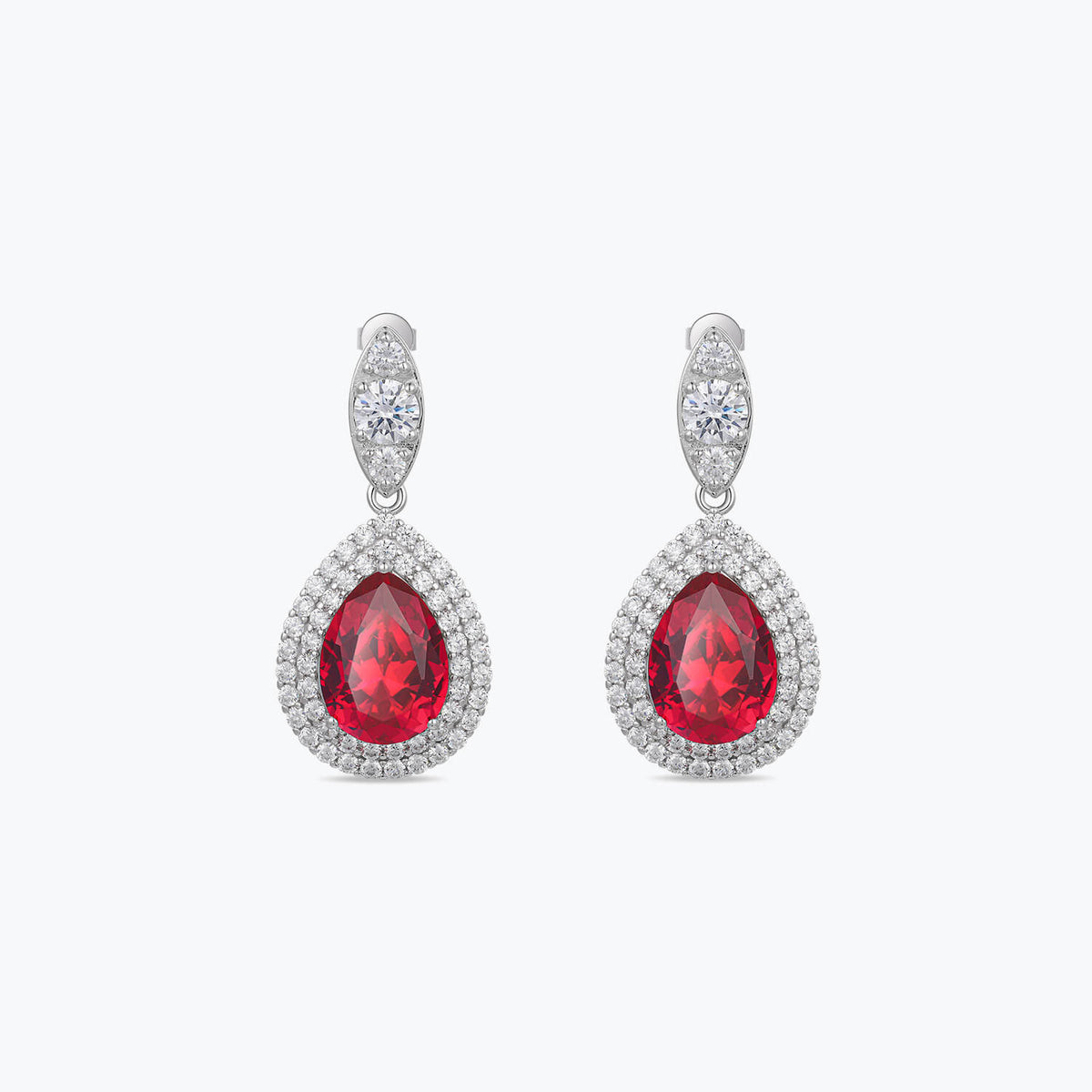 Dissoo® Ruby Red Water Drop Sterling Silver Earrings