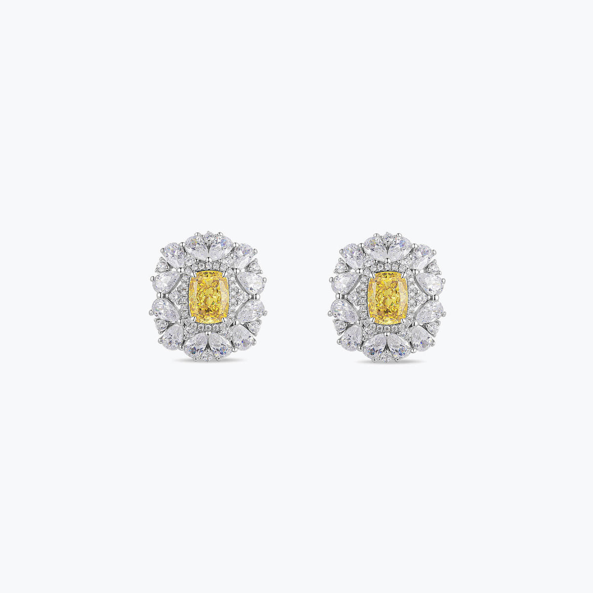 Dissoo®Beaded Yellow Flower Cluster Sterling Silver Earrings