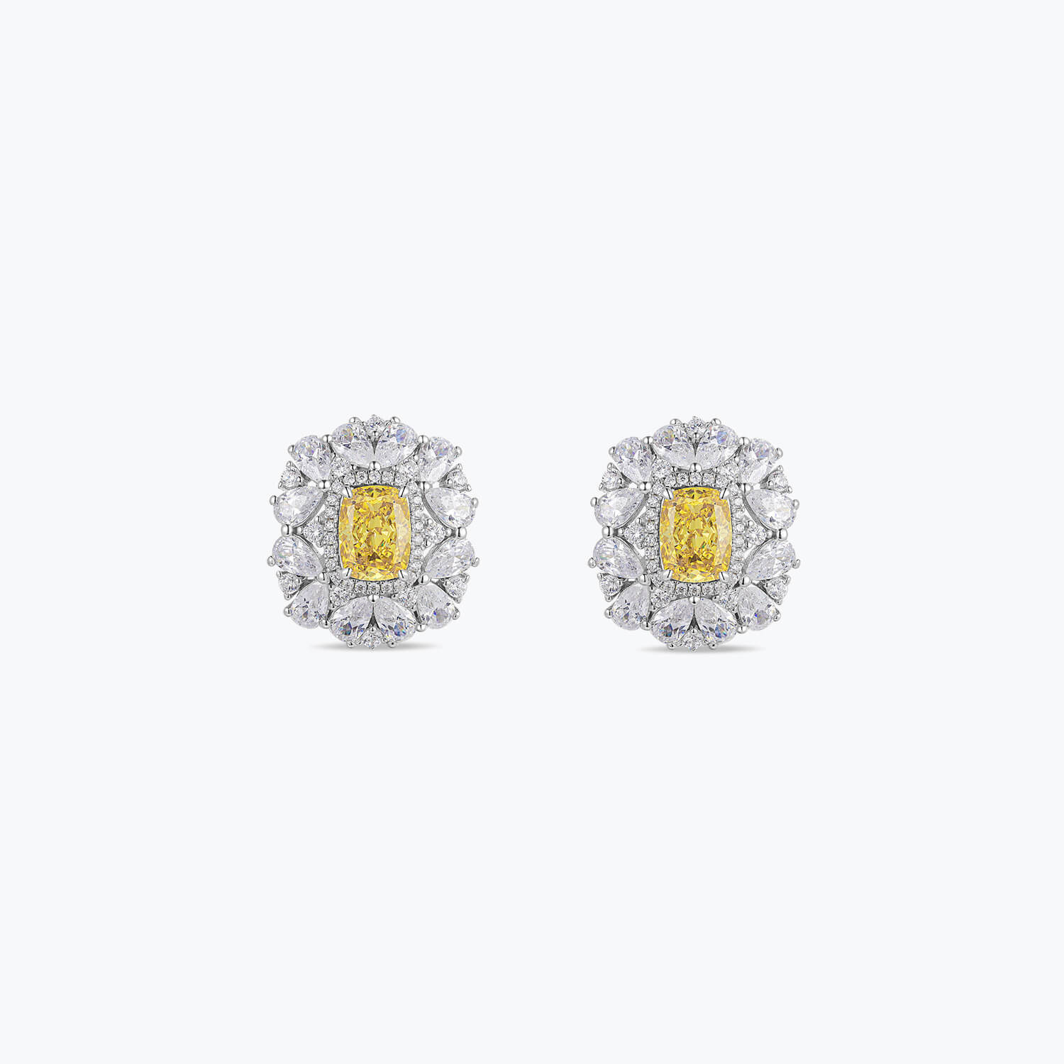 Dissoo®Beaded Yellow Flower Cluster Sterling Silver Earrings