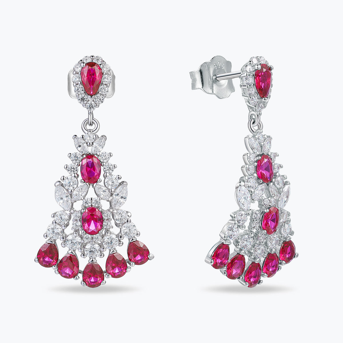 Dissoo® Vintage Ruby Red & White Chandelier Earrings