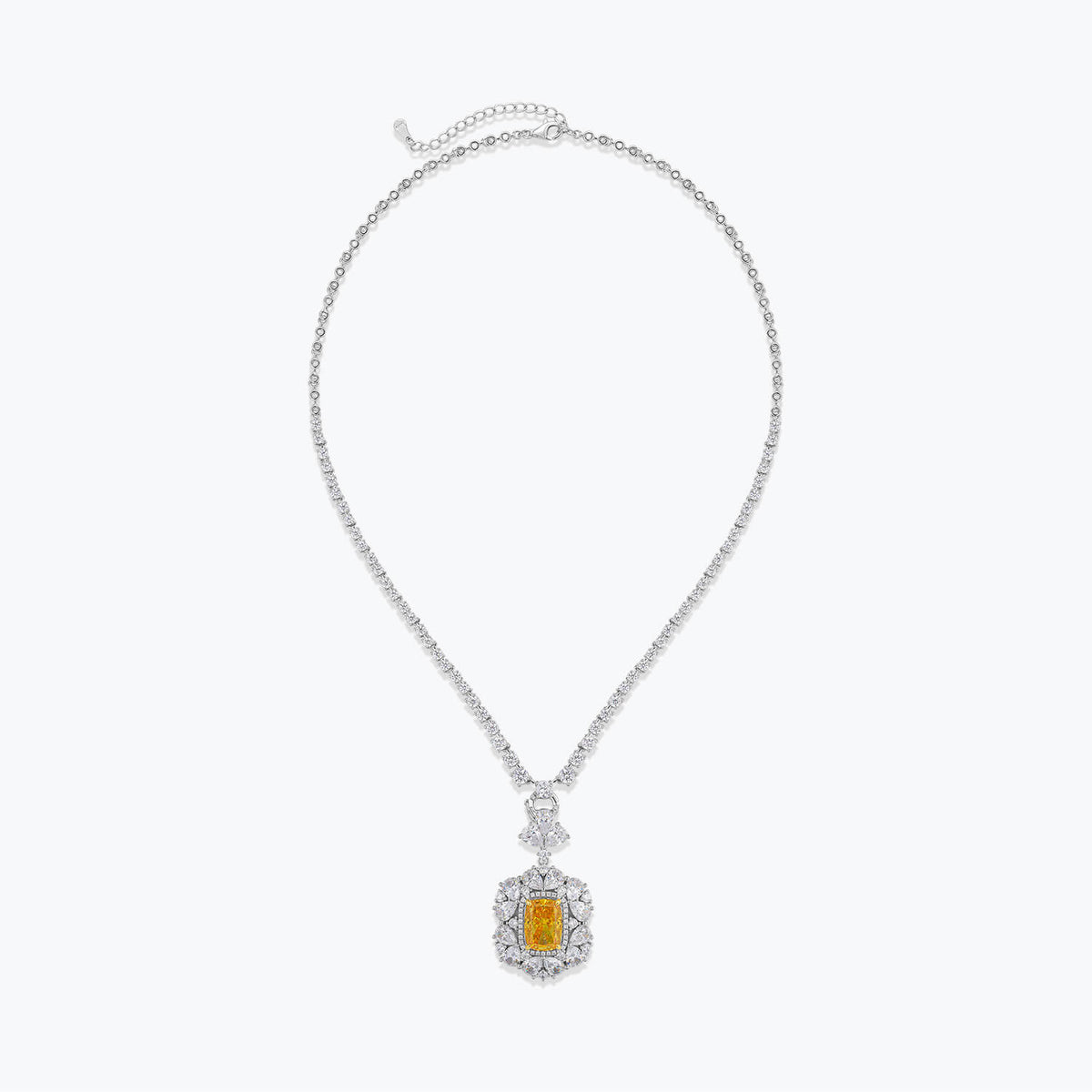 Dissoo® Yellow & White Floral Cluster Sterling Silver Necklace