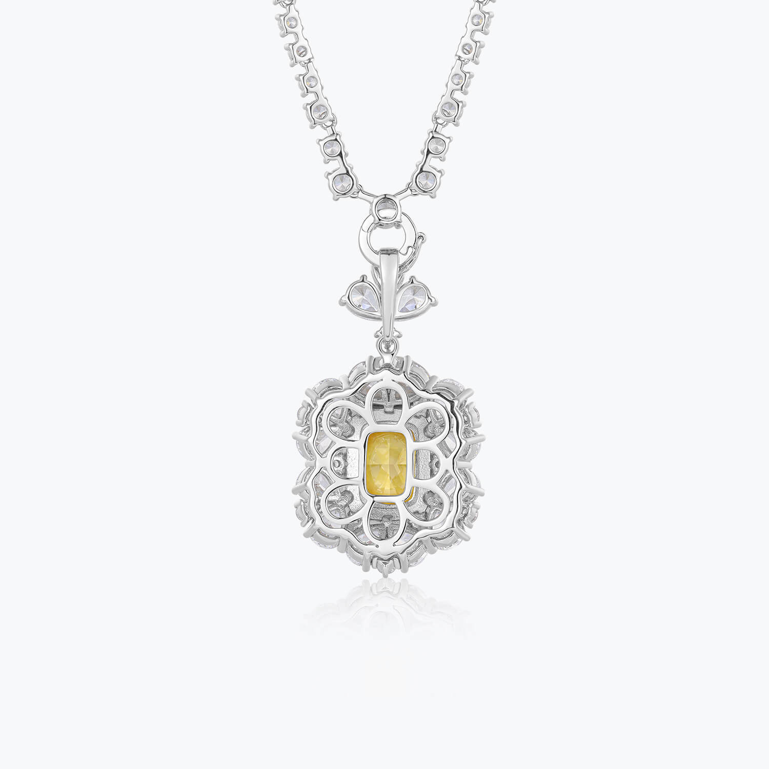 Dissoo® Yellow & White Floral Cluster Sterling Silver Necklace