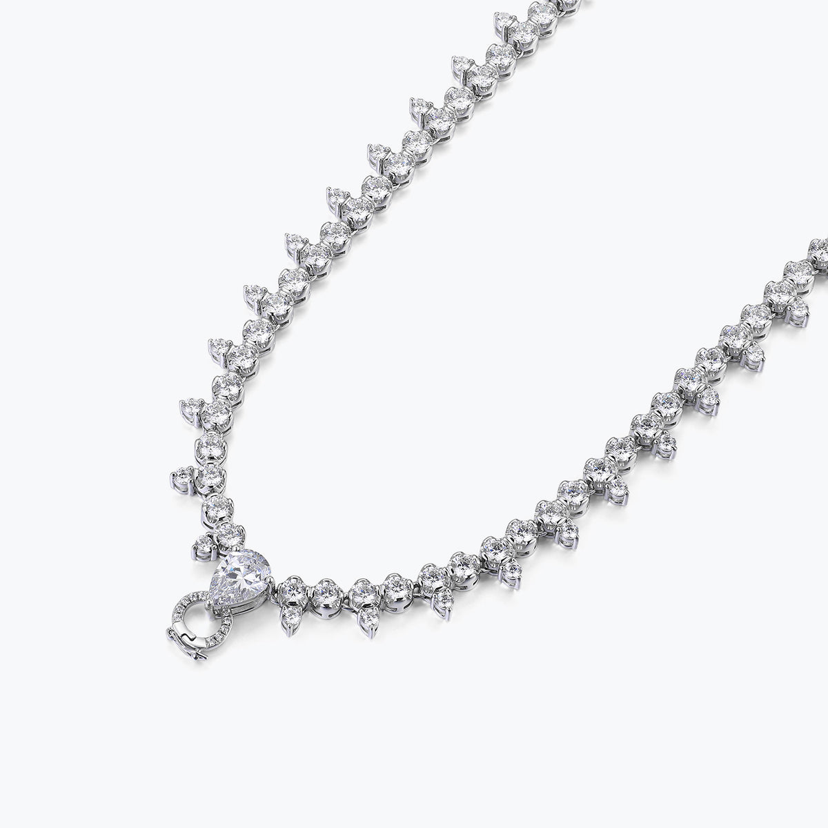 Dissoo® Pear Cut and Round Sterling Silver Collar Necklace