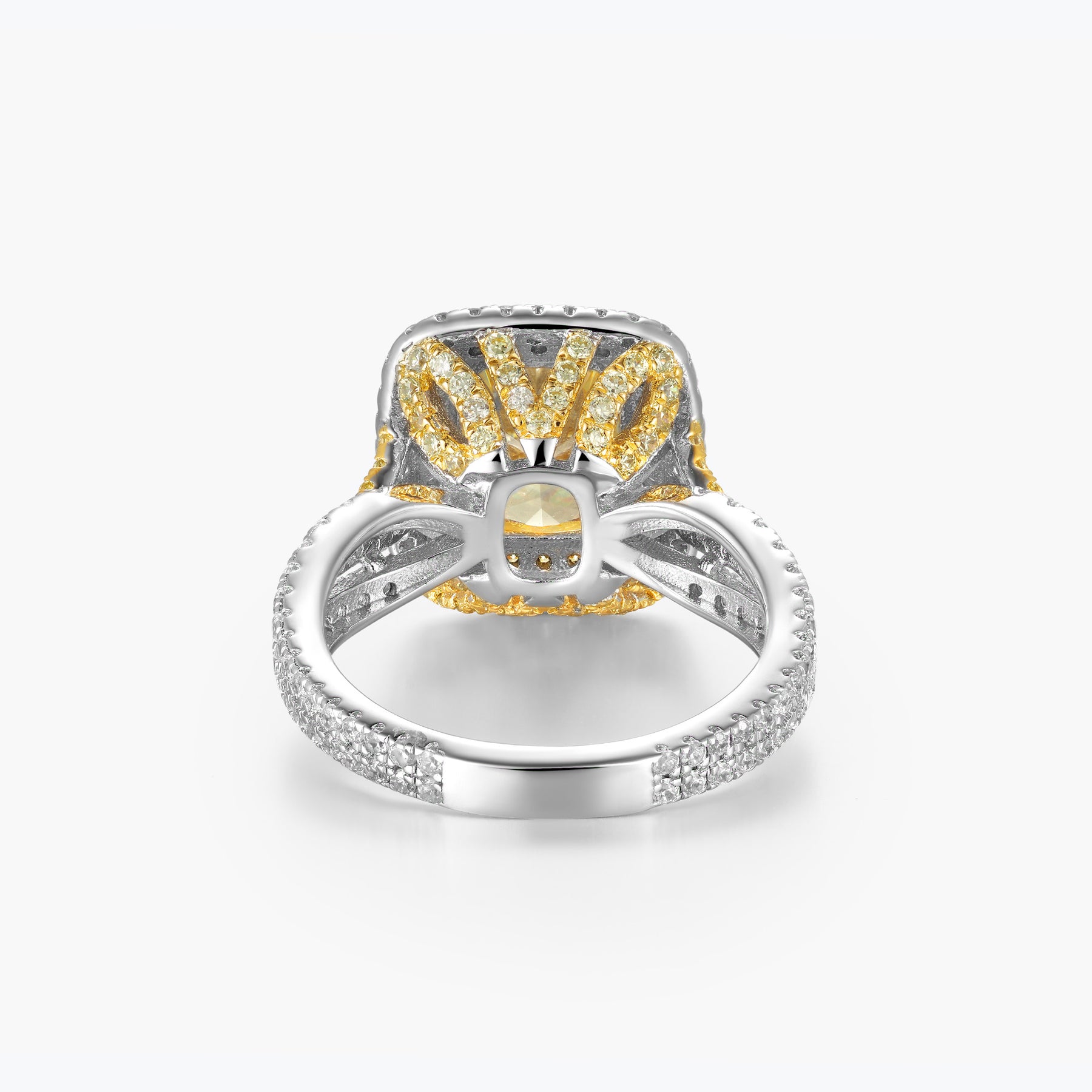 Dissoo® Yellow Stone and Diamond Surround Sterling Silver Ring