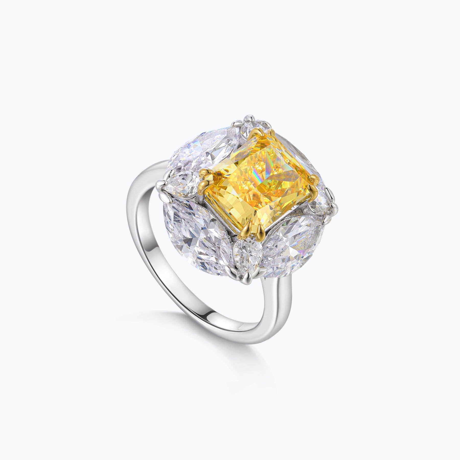 Dissoo® Pink & White Multi-Stone Cluster Oblong Cocktail Ring