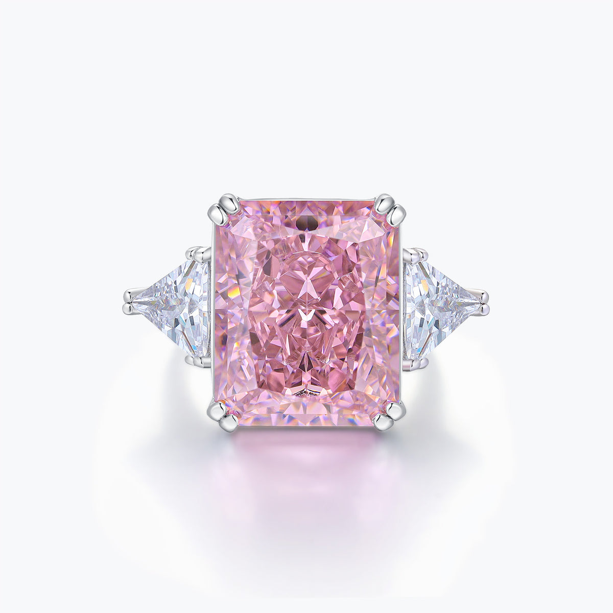 Dissoo® Fancy Pink Radiant Cut Three-Stone Engagement Ring&Cocktail Ring