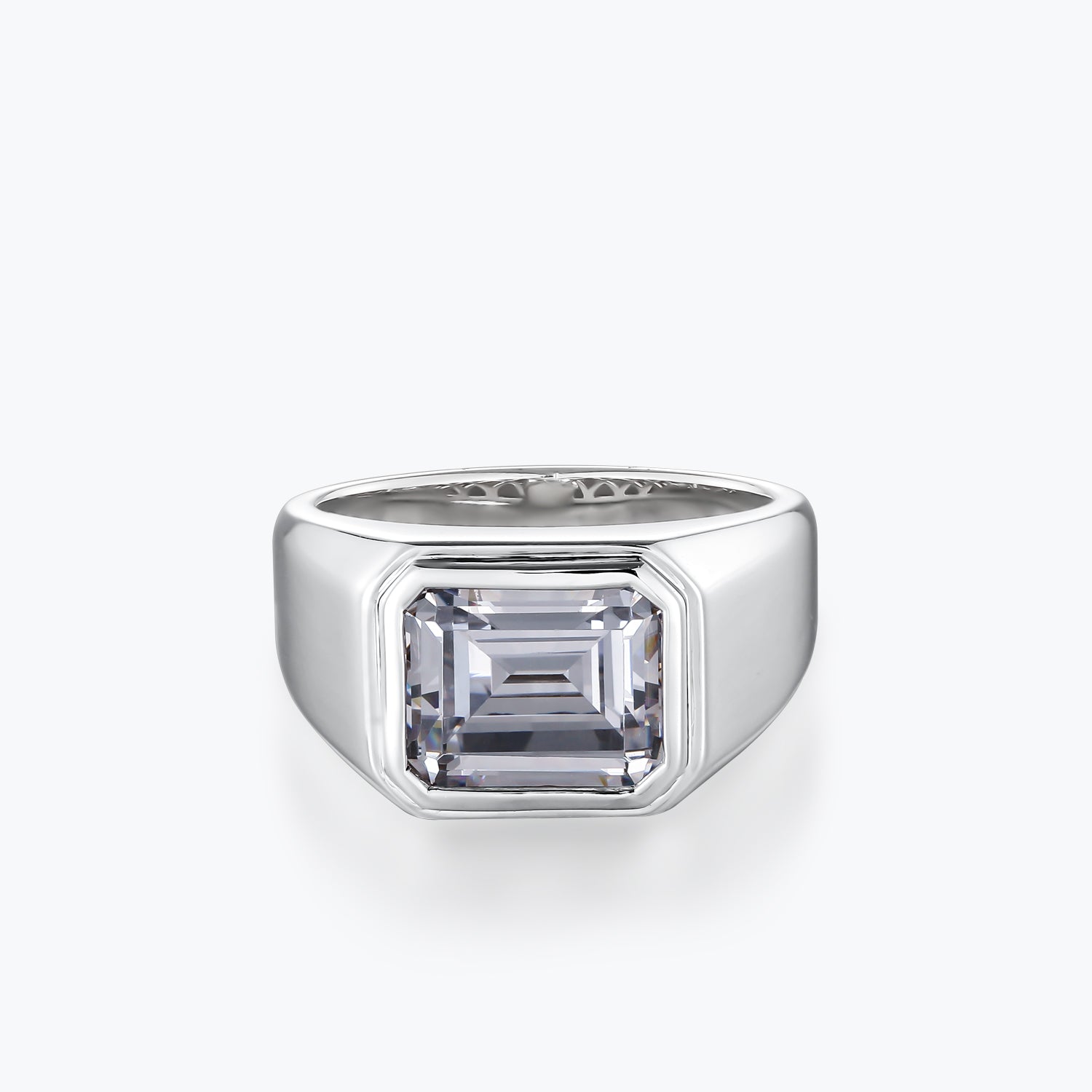 Dissoo® Emerald cut Sterling Silver Bezel Signet Ring